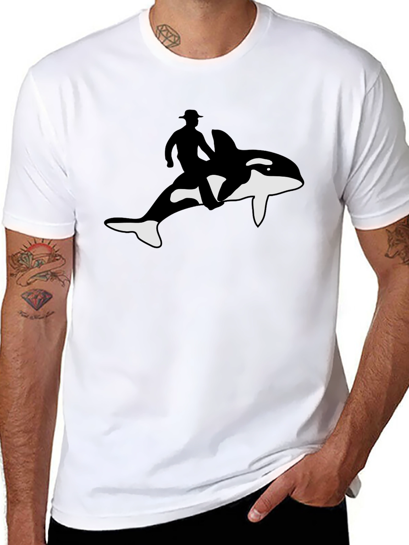 Black Orca Rider T-Shirt - Black Cotton Blend view 8