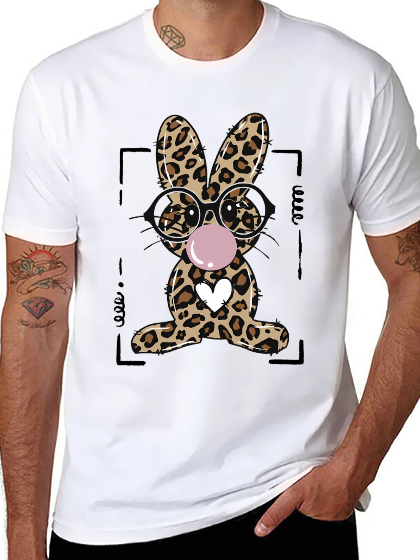 Black Leopard Print Bubblegum Bunny T-Shirt view 8