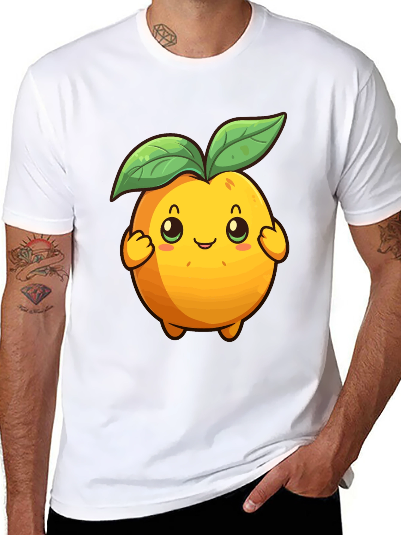 Black Cute Cartoon Fruit Graphic Tee - Black view 8