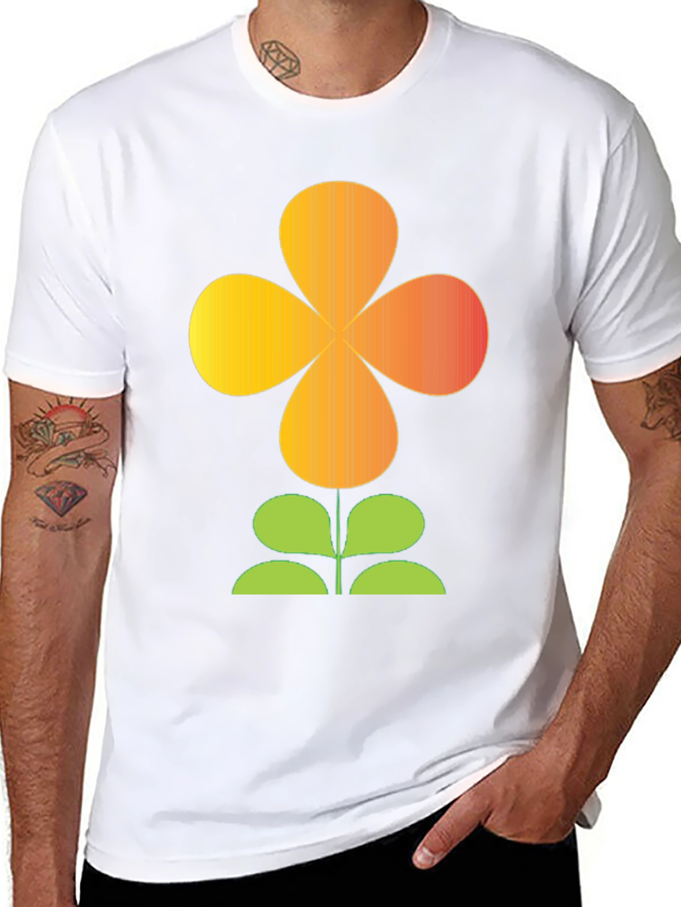 Black Retro Flower Power Graphic T-Shirt - Black view 8