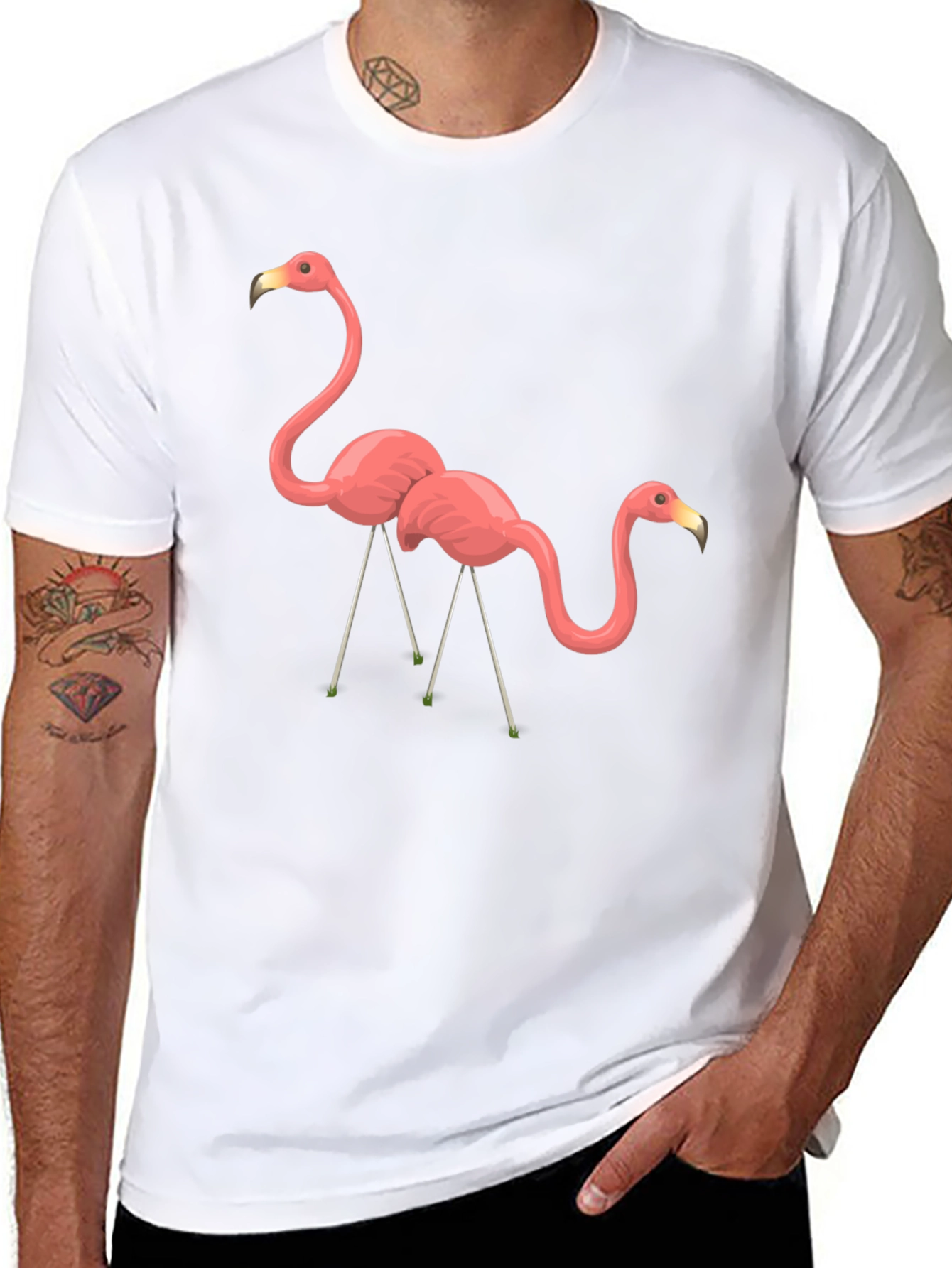 Black Flamingo Graphic Tee - Black Cotton T-Shirt view 8
