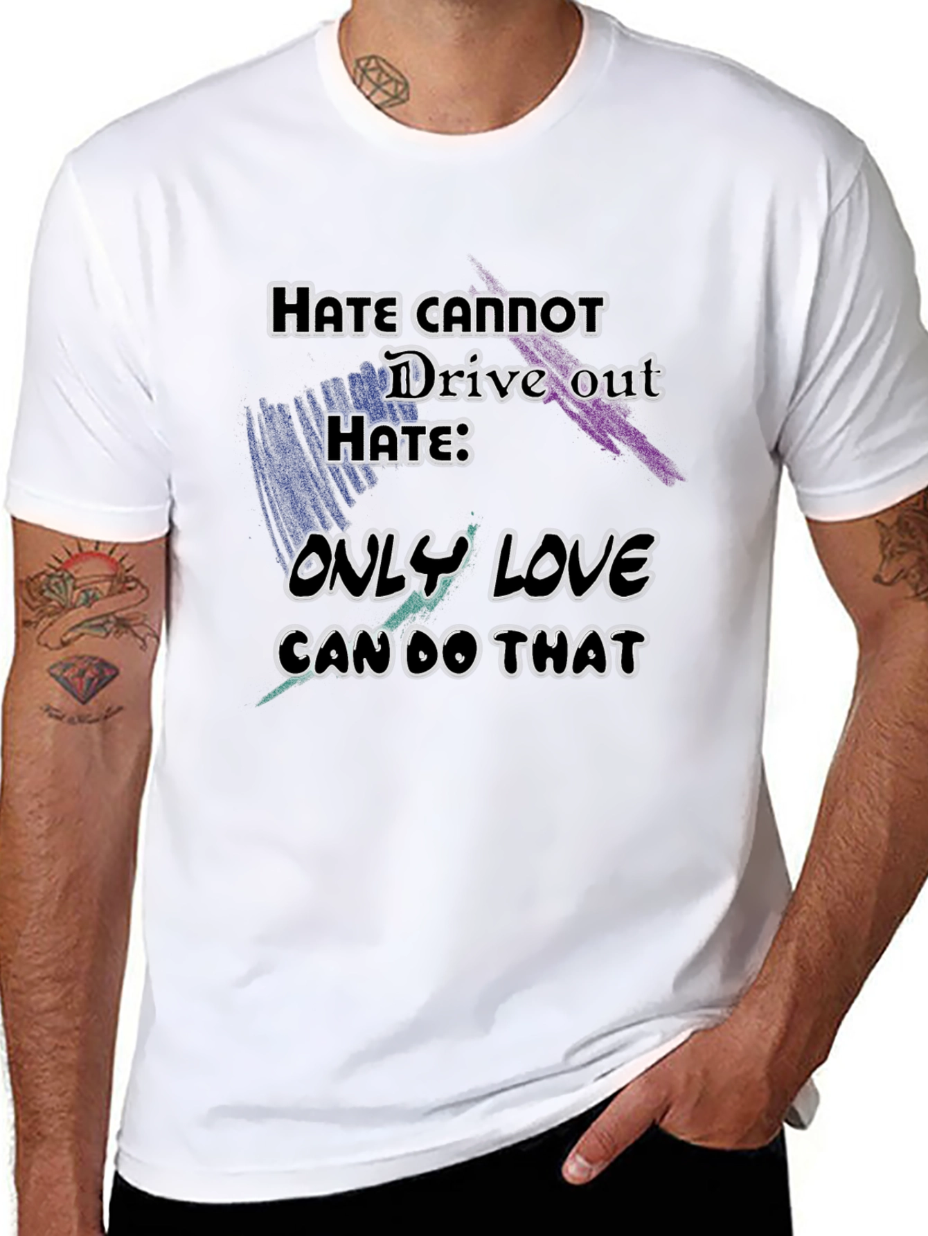 Black Hate Cannot Drive Out Hate Graphic T-Shirt view 8