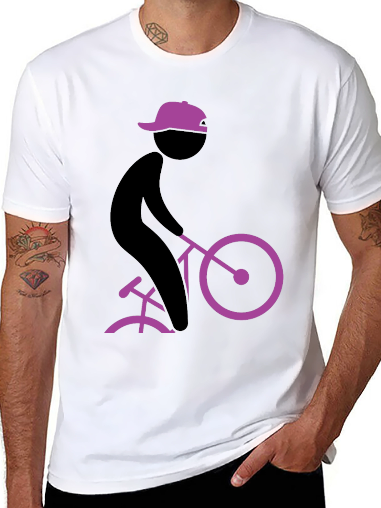Black Cool Black T-Shirt with Cyclist Graphic view 8