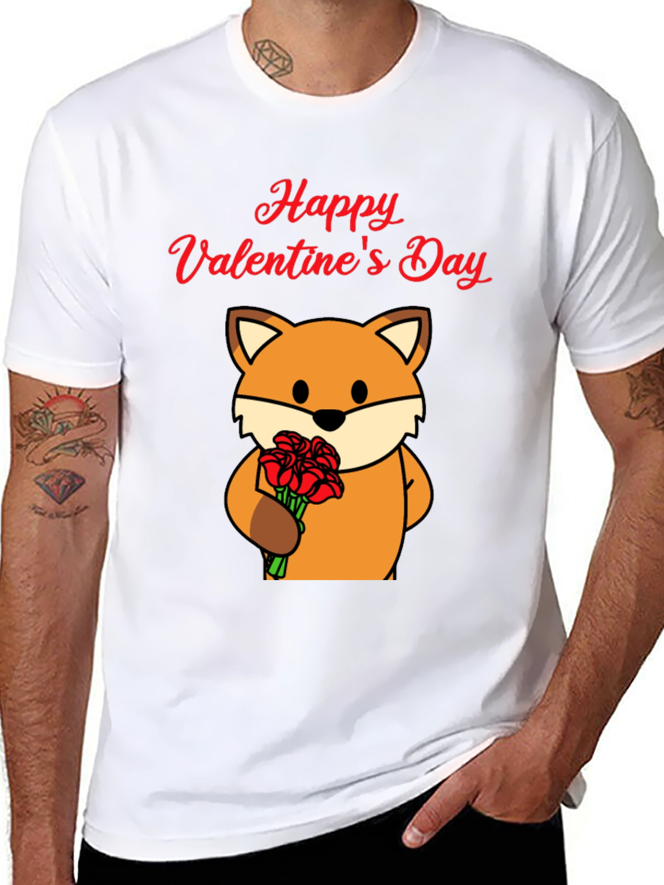 Black Happy Valentine's Day Fox Graphic Tee view 8