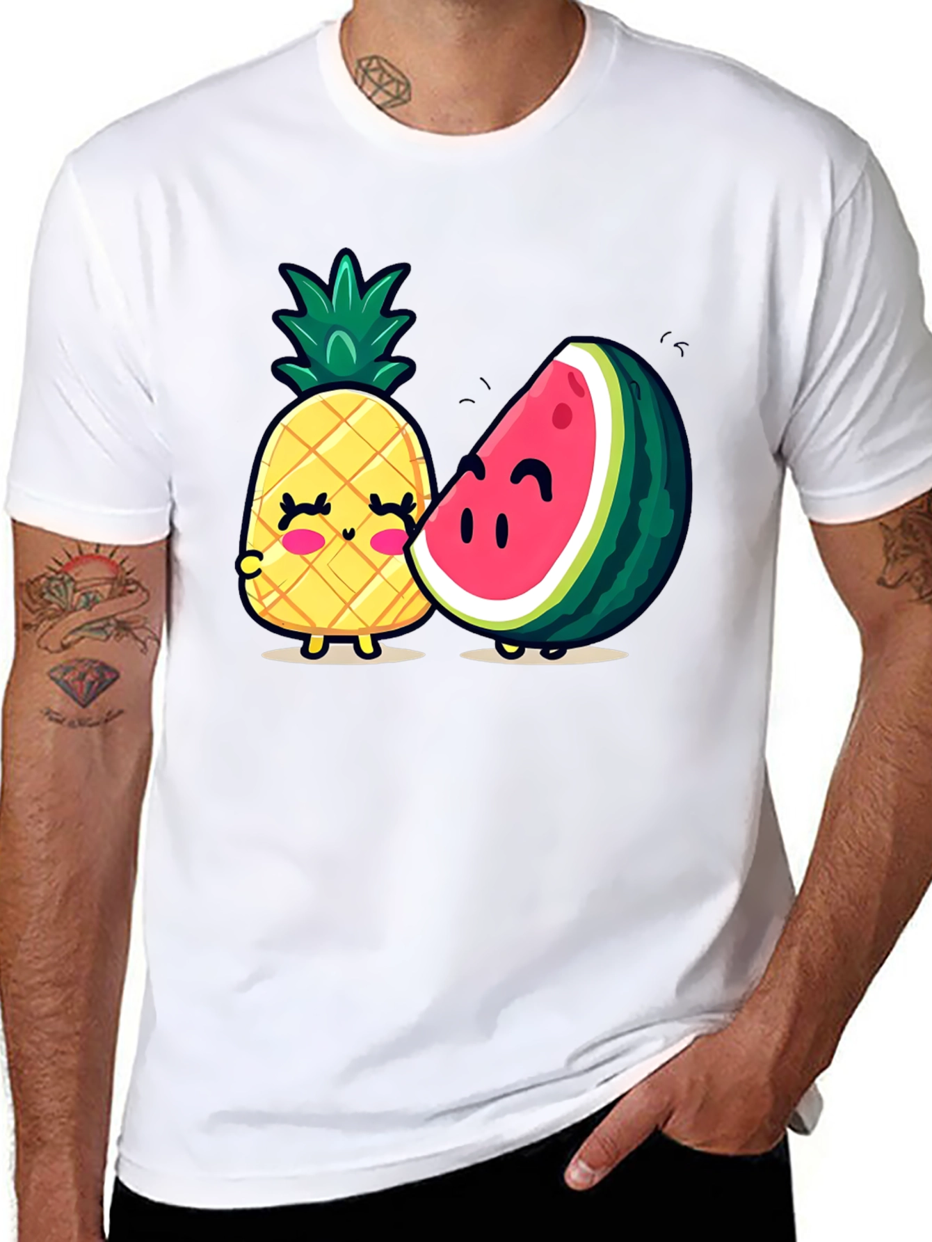 Black Cute Fruit Friends Graphic T-Shirt - Black view 8