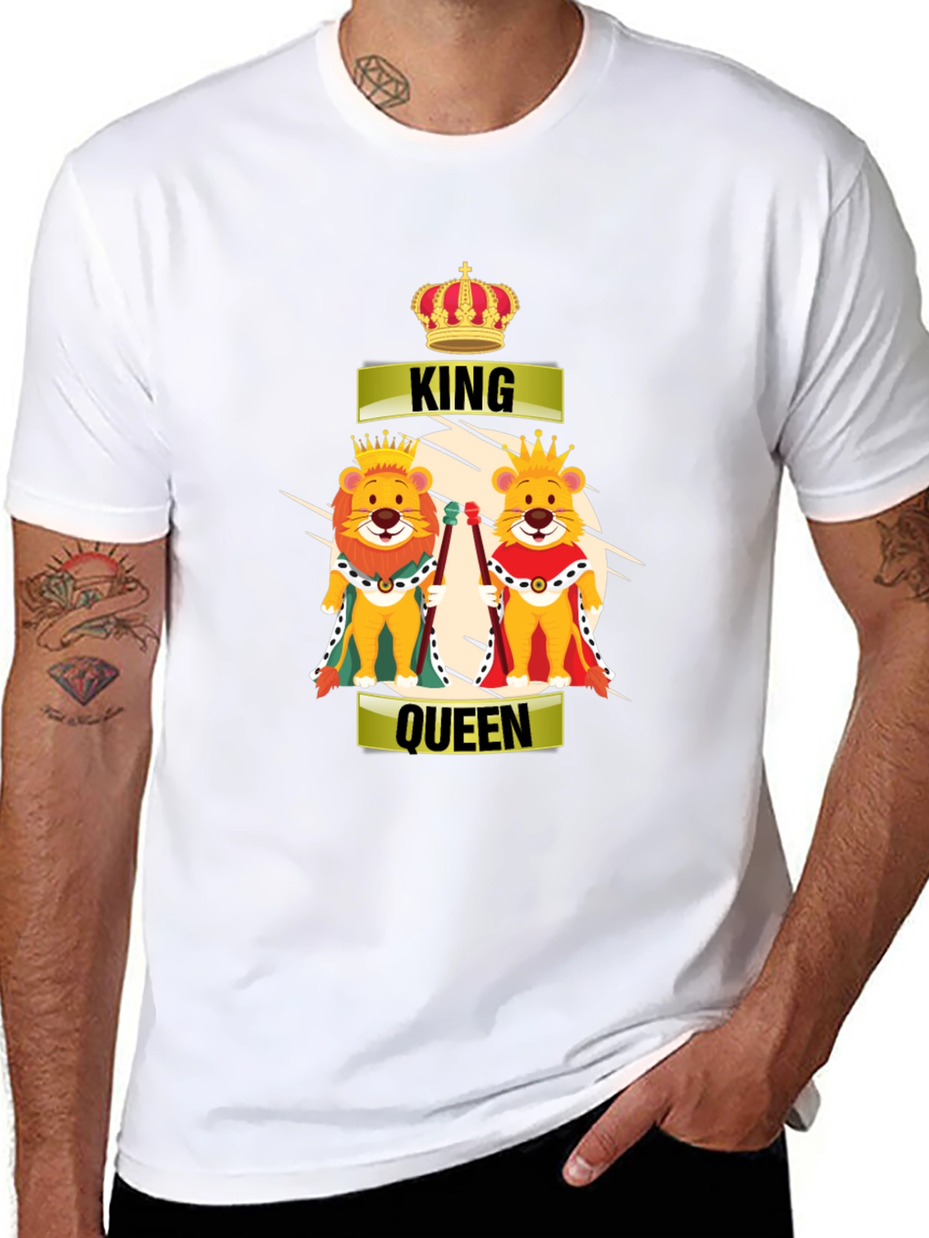 Black King & Queen Lion Graphic T-Shirt view 8