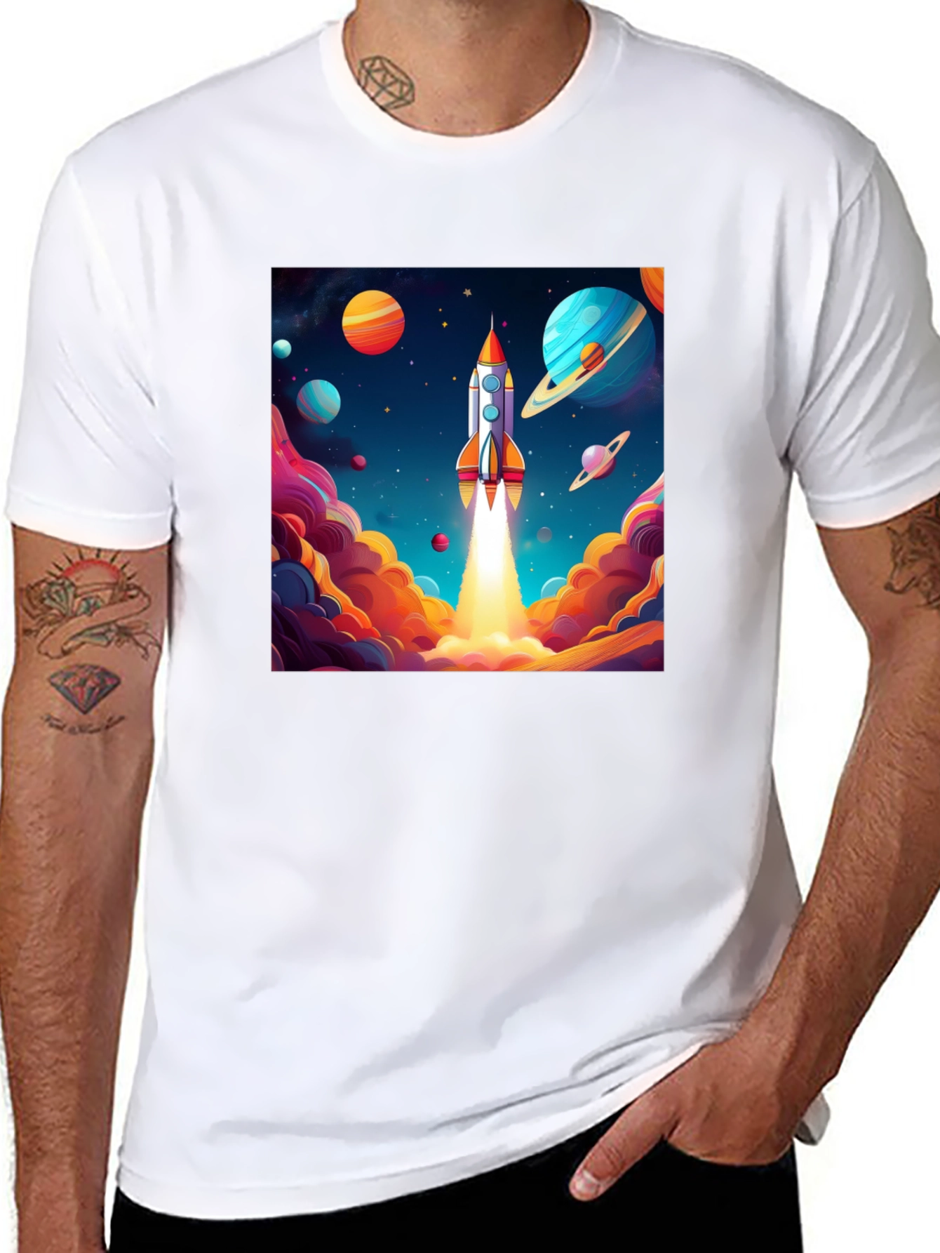 Black Rocket Launch T-Shirt - Space Adventure Design view 8