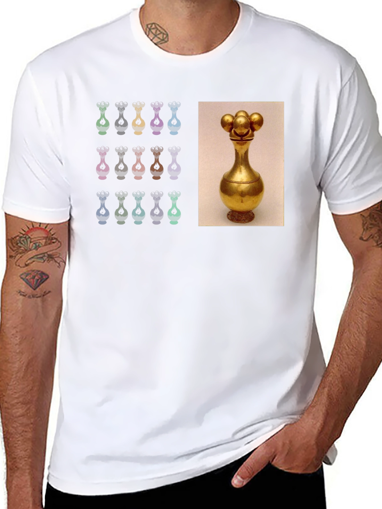 Black Unique Graphic Tee - Golden Vessel Design view 8