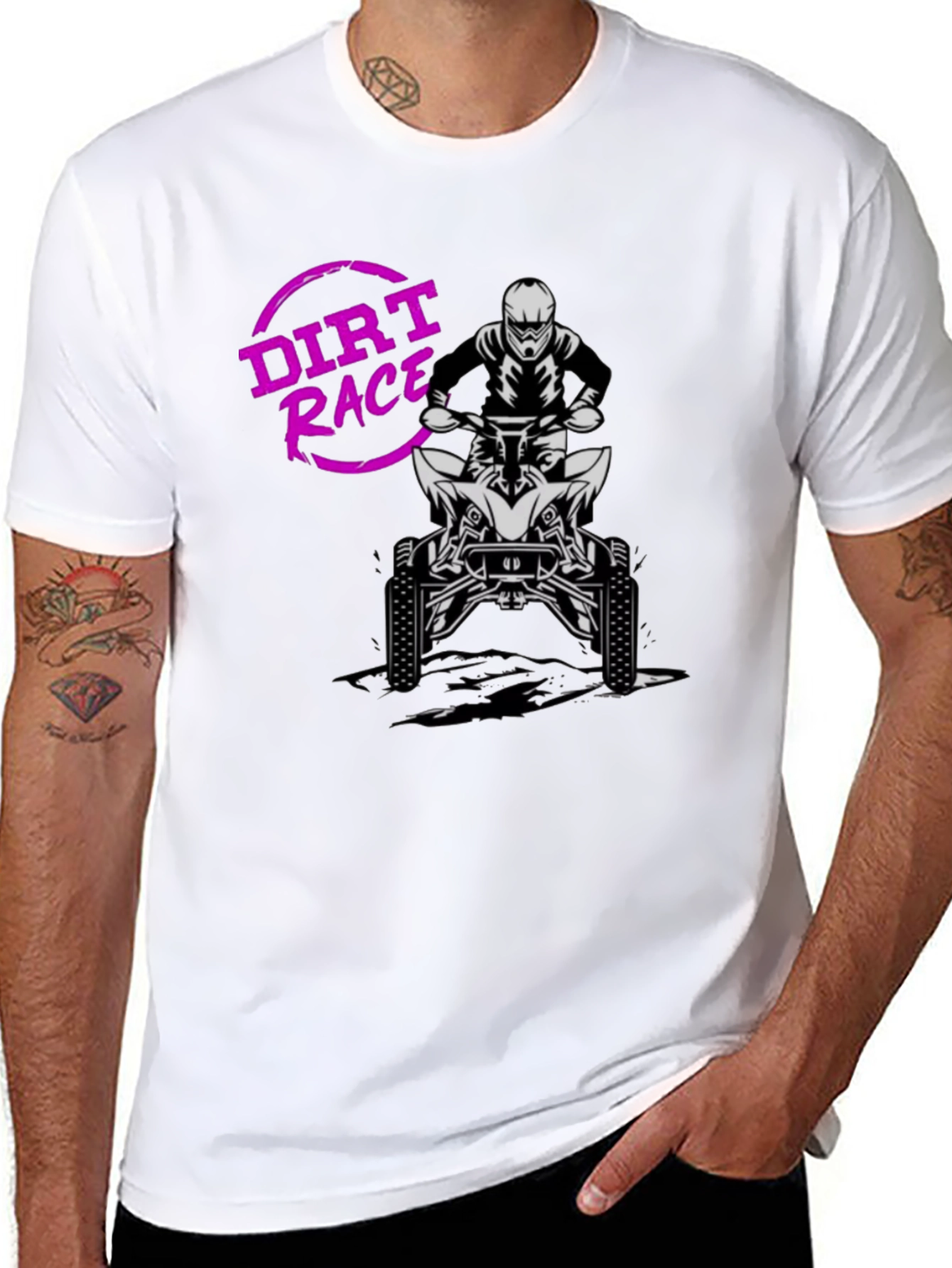 Black Dirt Race ATV Rider Graphic T-Shirt view 8