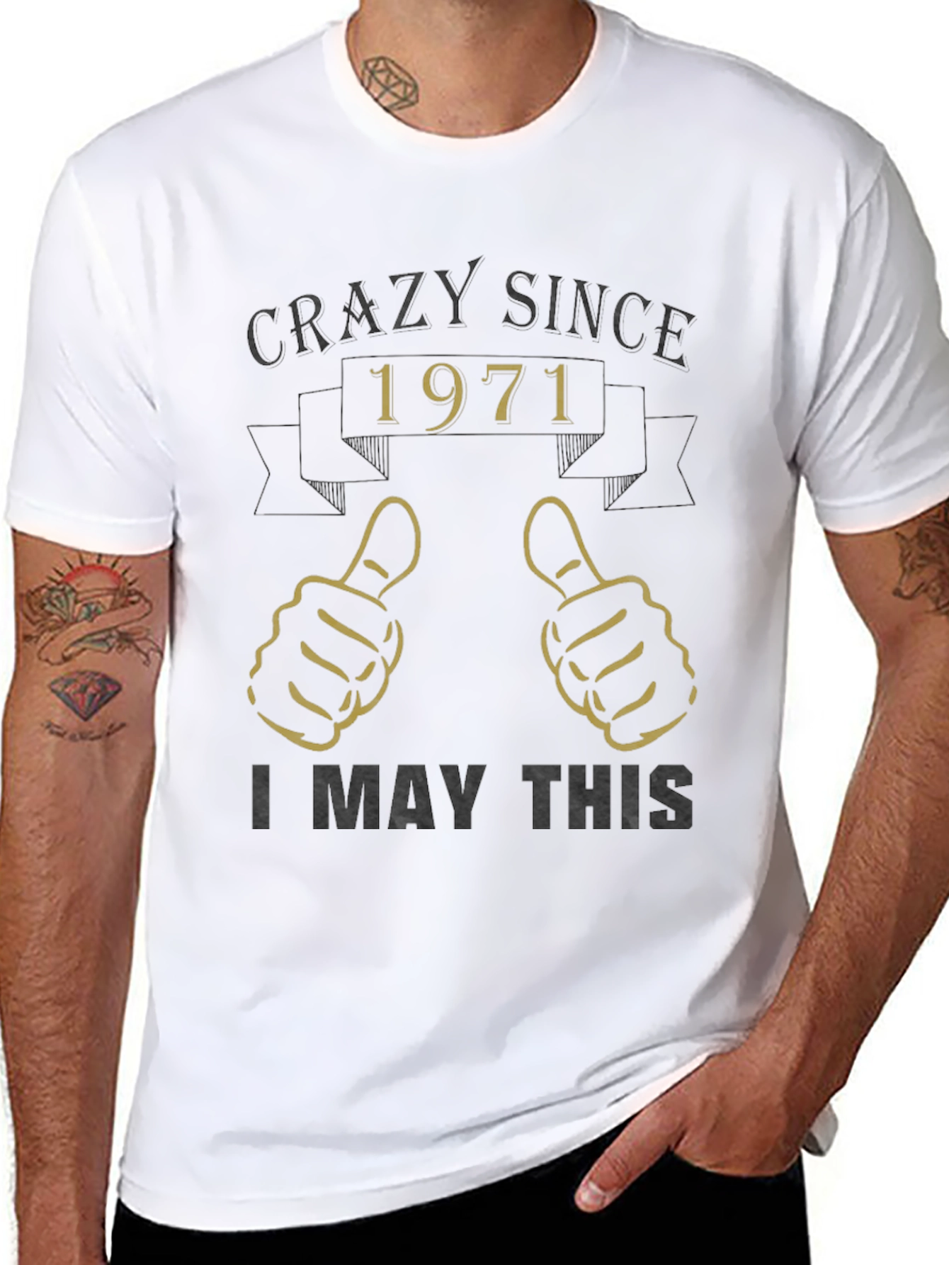 Black Crazy Since 1971 Graphic T-Shirt view 8
