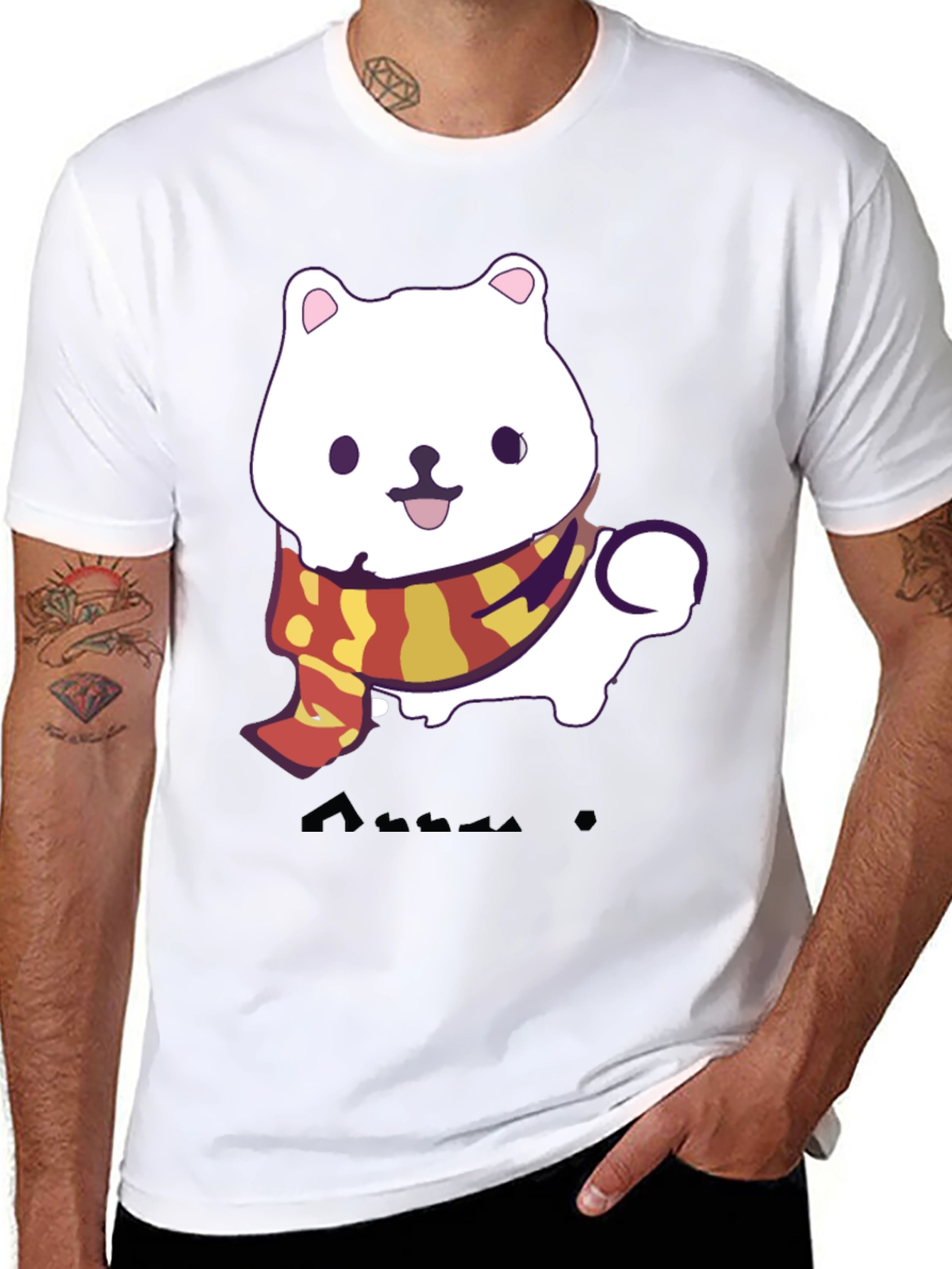 Black Cute Cartoon Dog T-Shirt view 8
