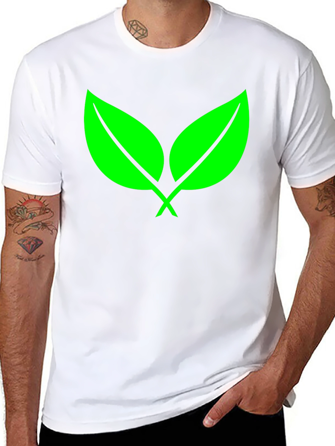 Black Eco-Friendly Green Leaf Black T-Shirt view 8