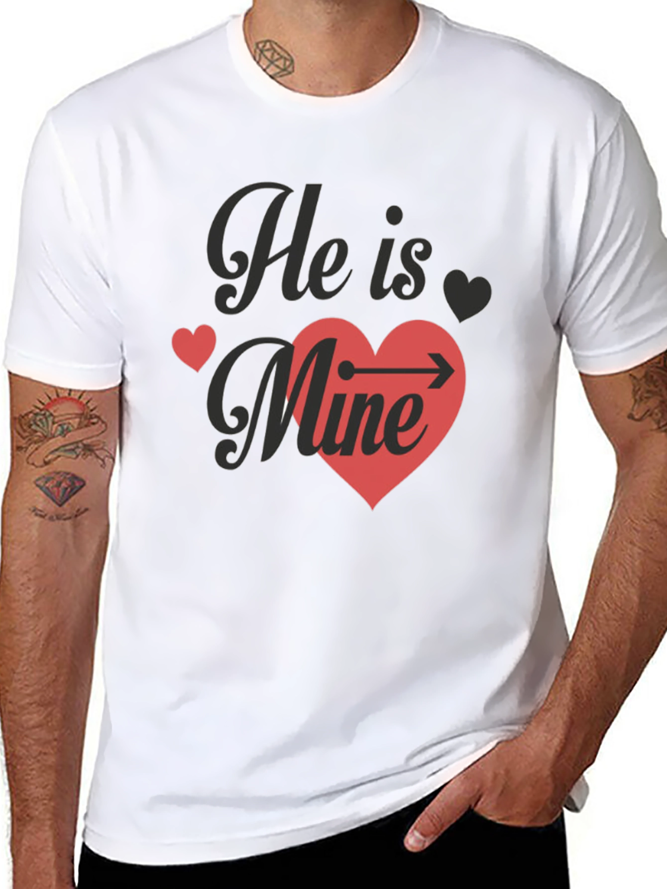 Black He Is Mine T-Shirt - Valentine's Day view 8