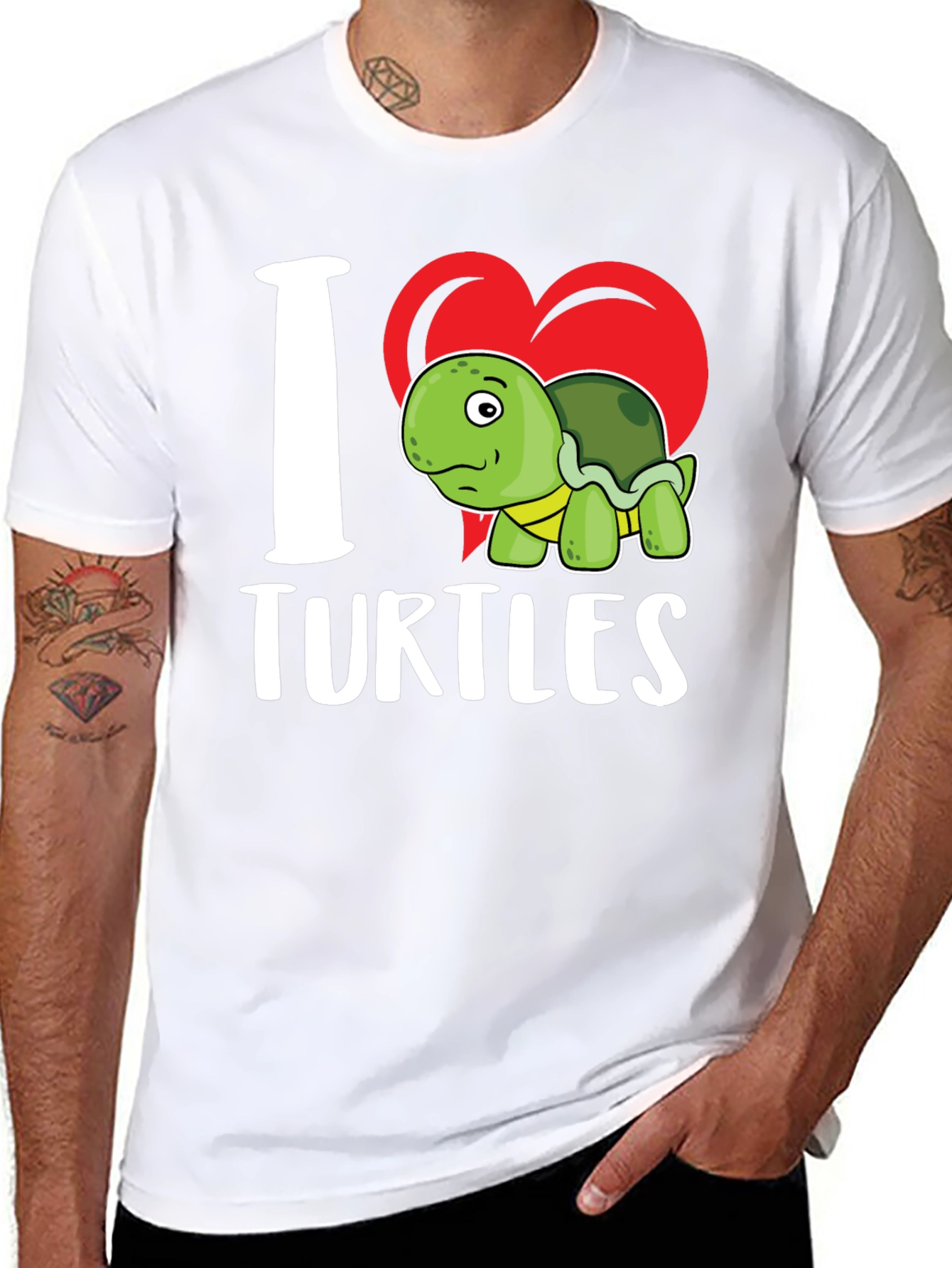 Black I Heart Turtles Graphic T-Shirt view 8