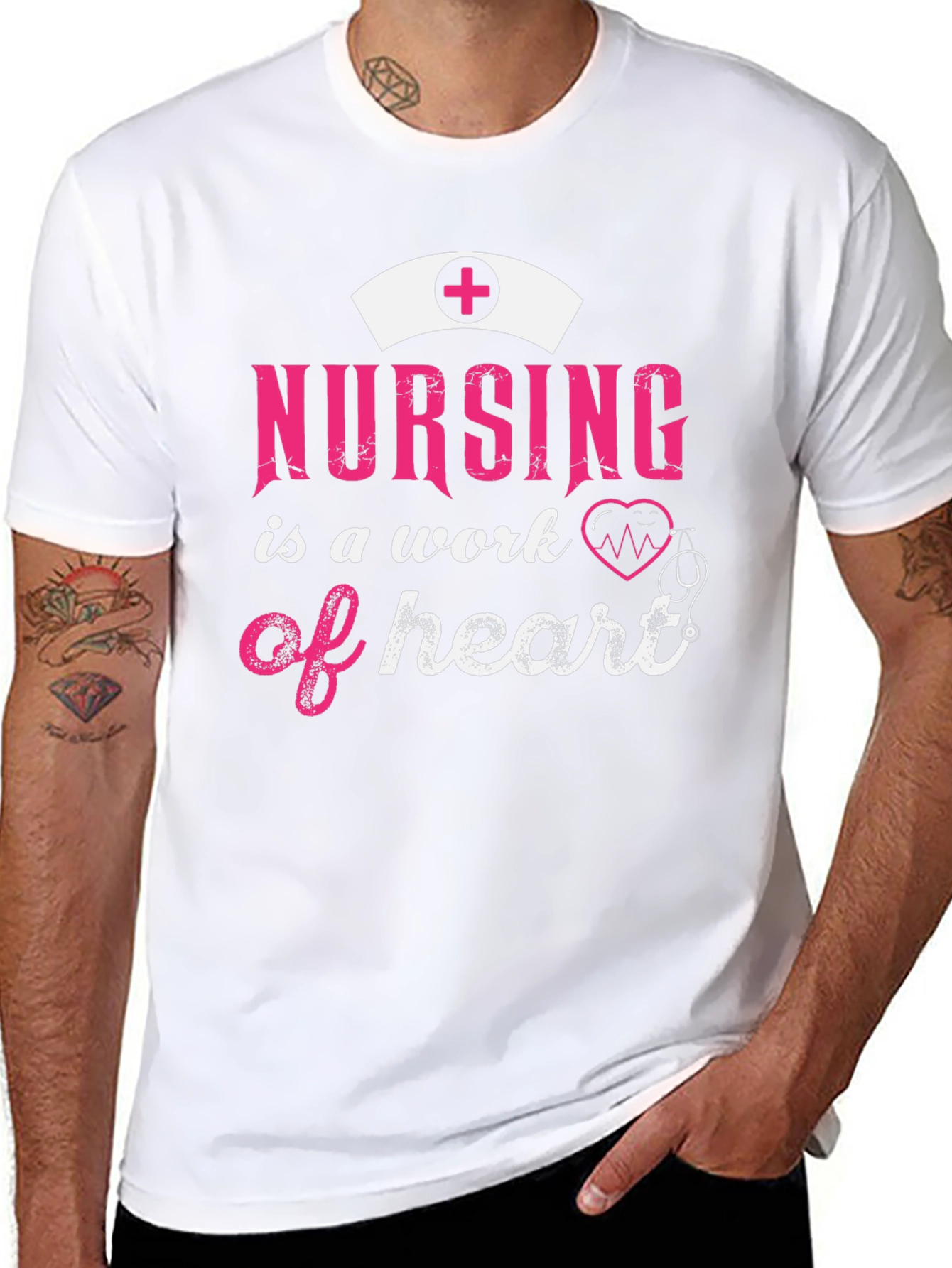 Black Nursing is a Work of Heart Graphic Tee view 8