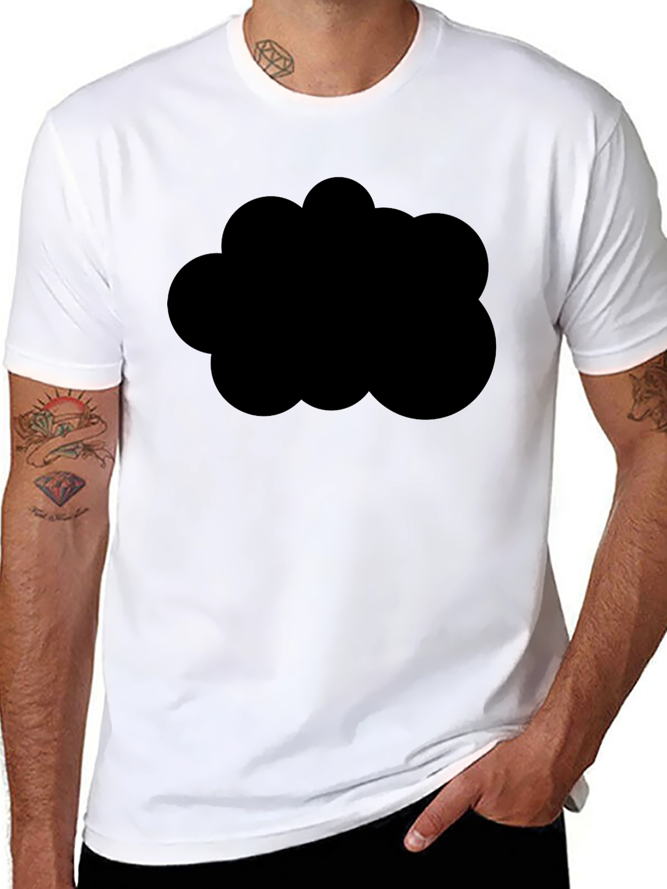 Black Black Graphic Tee - Abstract Cloud Design view 8