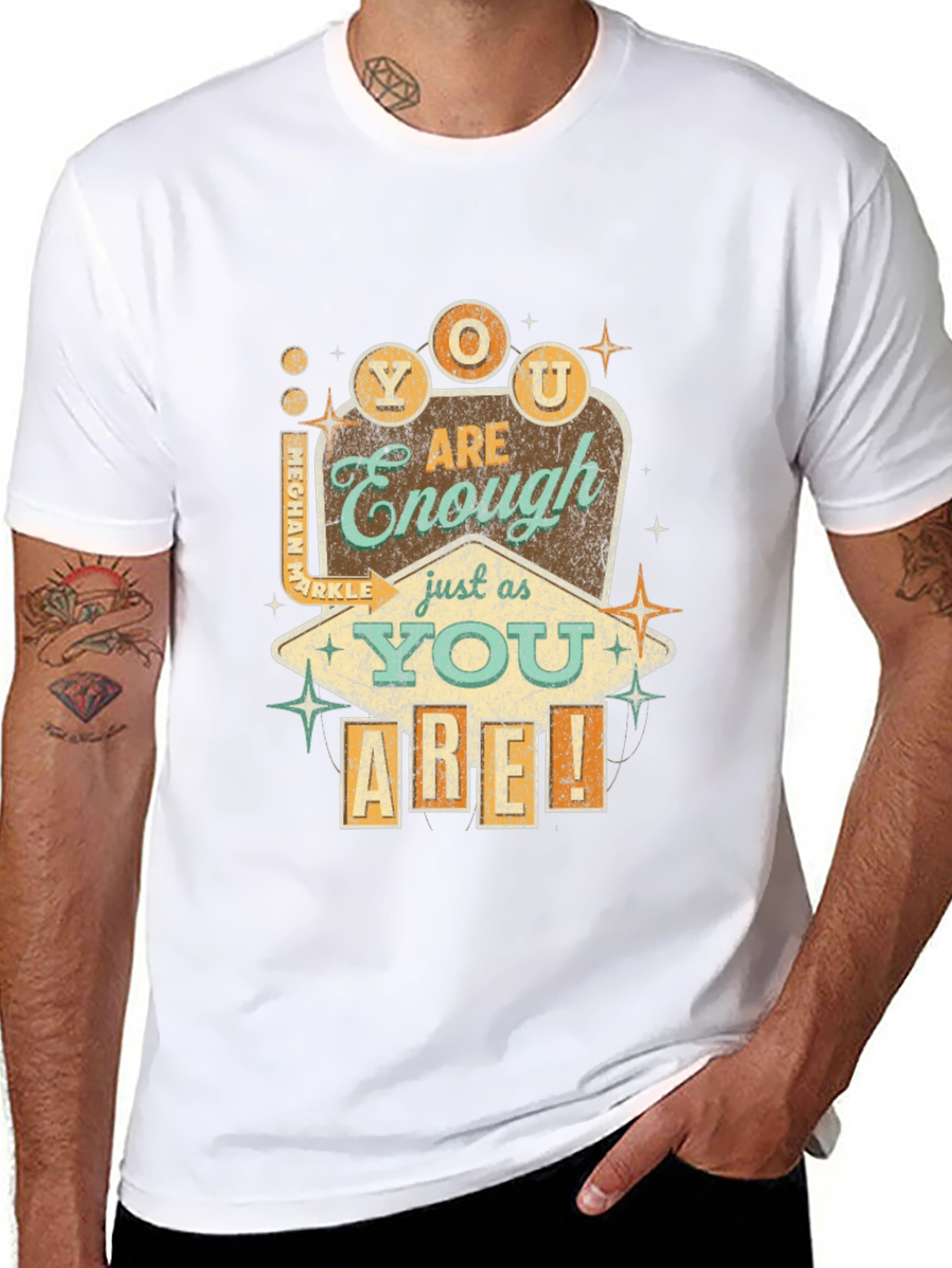 Black Retro You Are Enough Graphic Tee - Black view 8