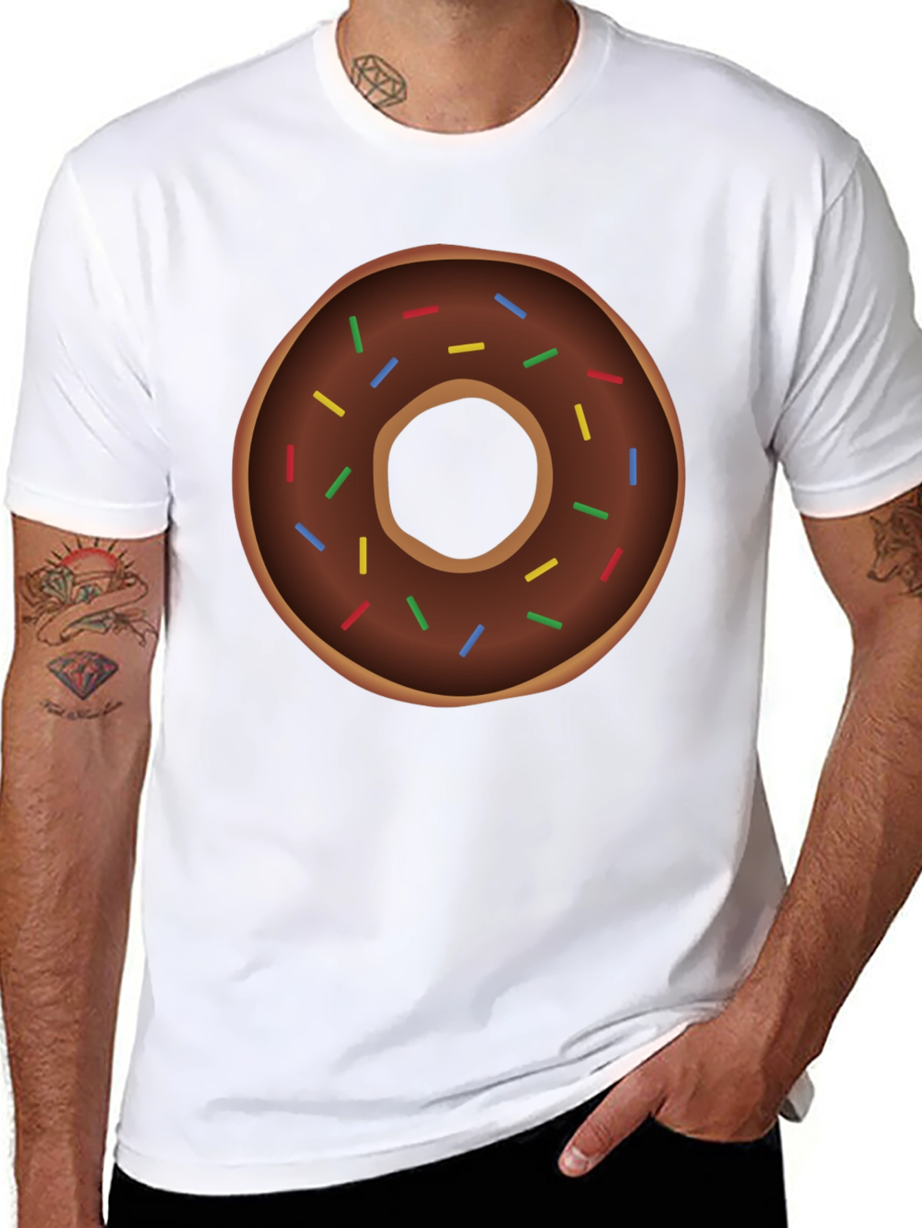 Black Novelty Donut Graphic T-Shirt - Casual & Fun! view 8