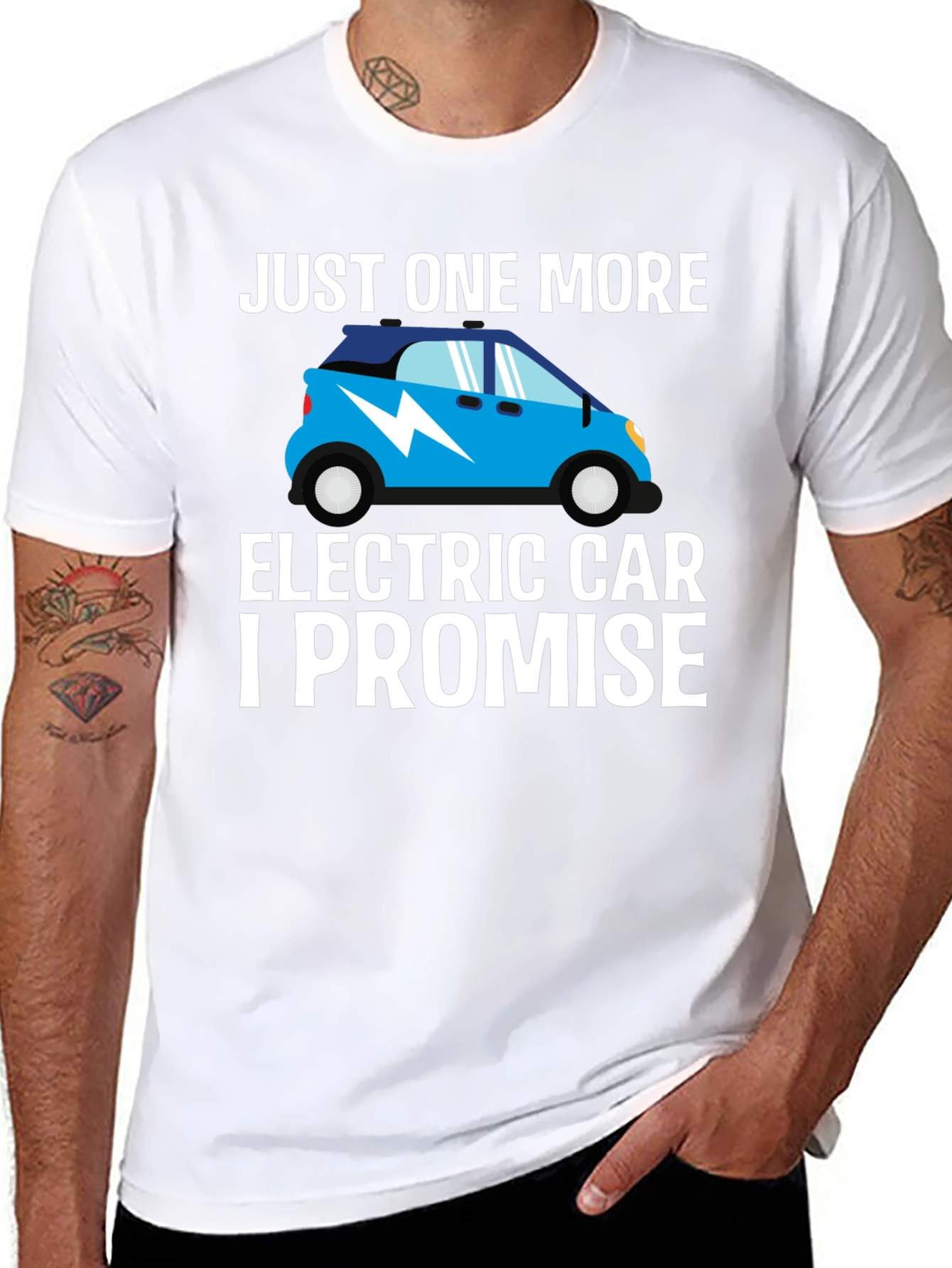 Black Just One More Electric Car T-Shirt view 8
