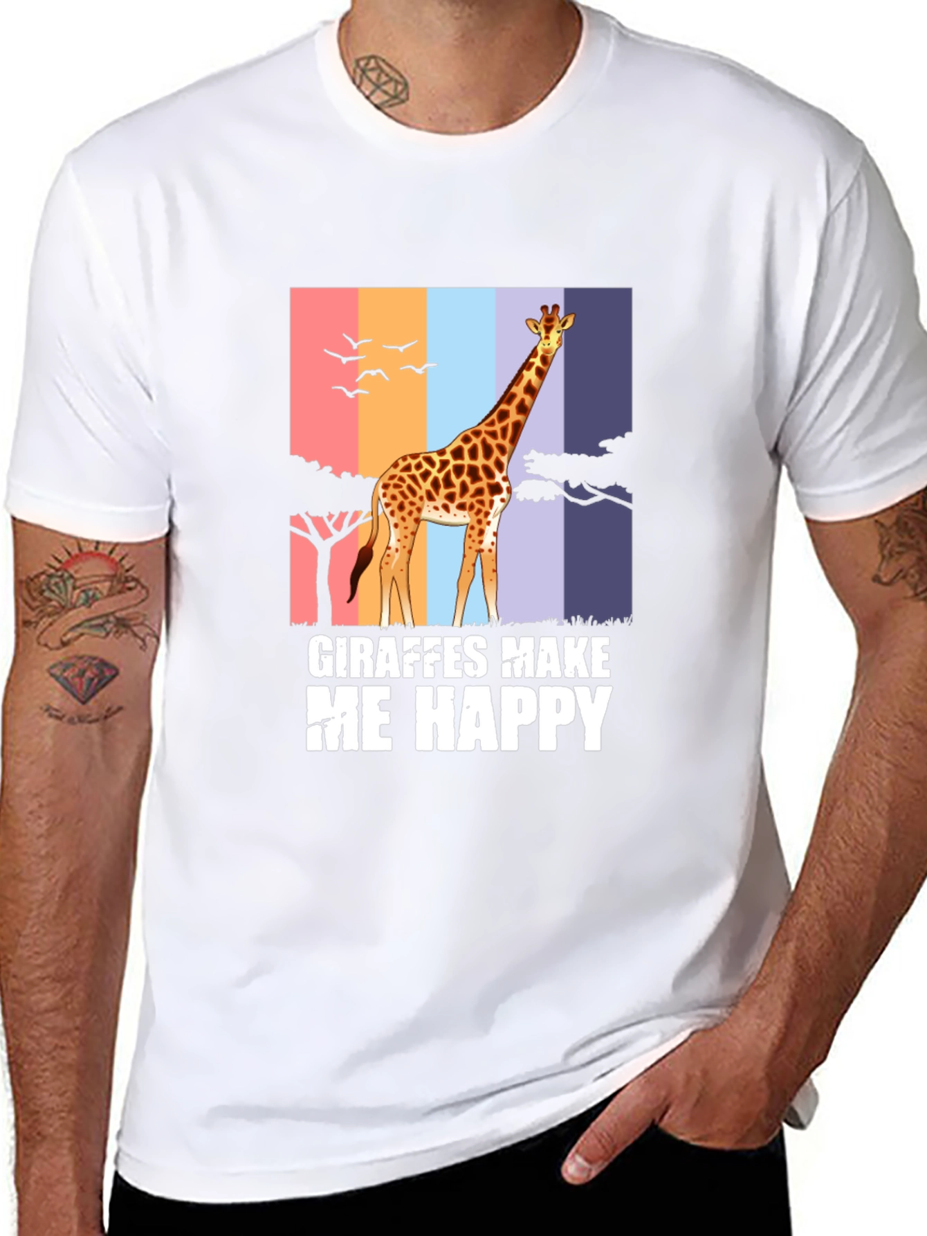 Black Giraffes Make Me Happy Graphic Tee view 8