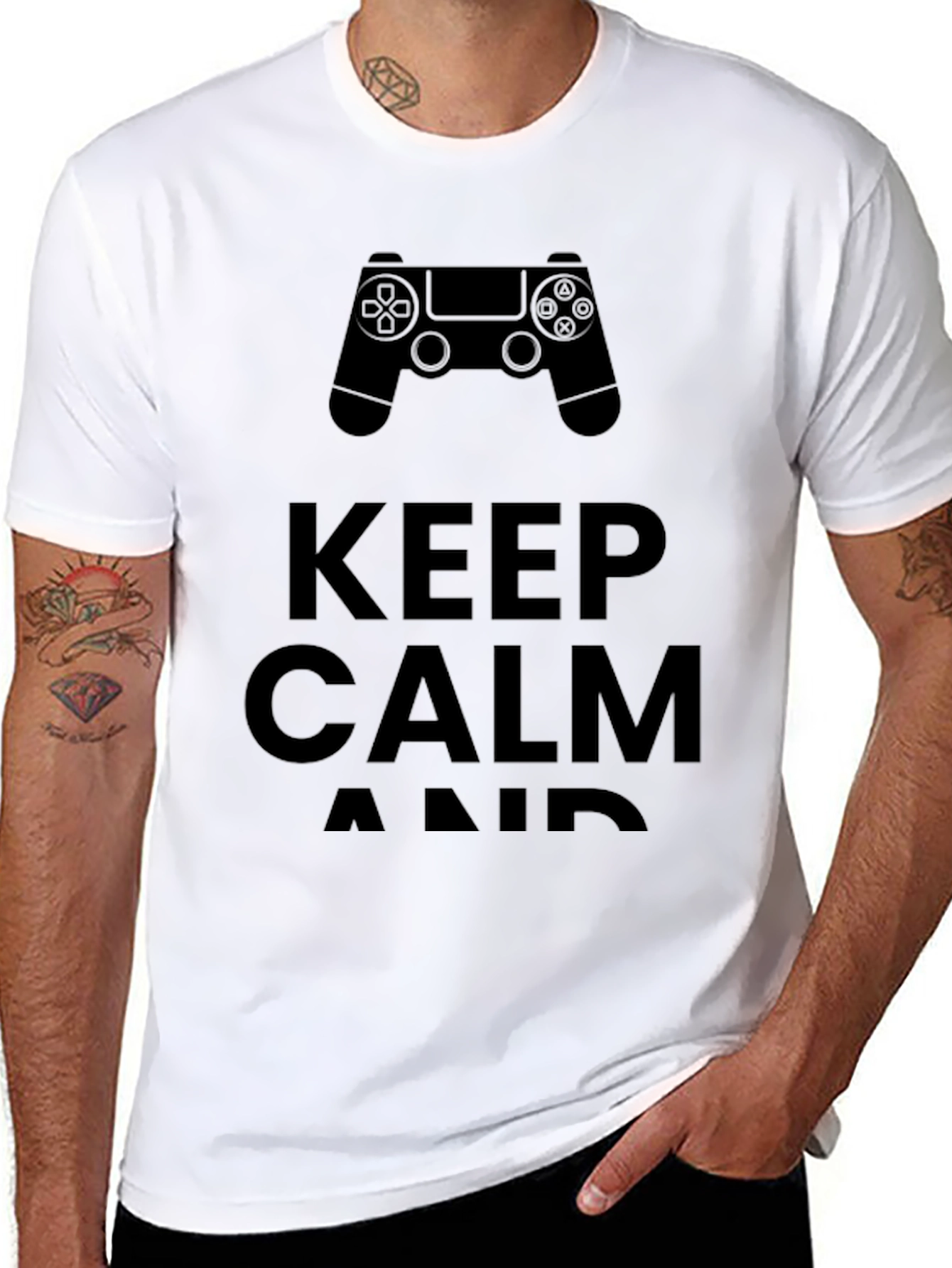 Black Keep Calm and Game On Black T-Shirt view 8