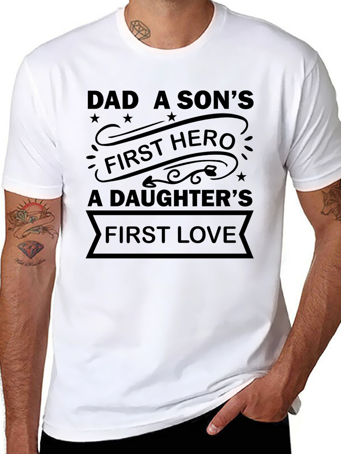 Black Dad A Son's First Hero T-Shirt Father's Day Gift view 8
