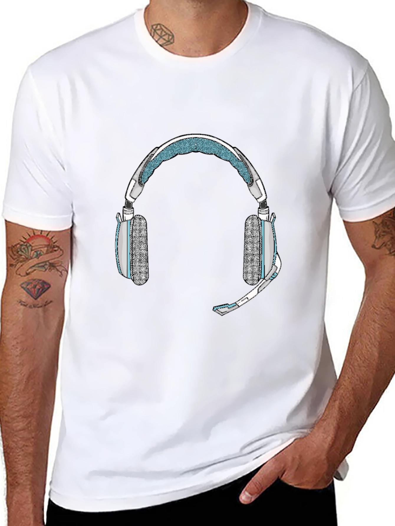 Black Gaming Headset T-Shirt - Gamer Style view 8