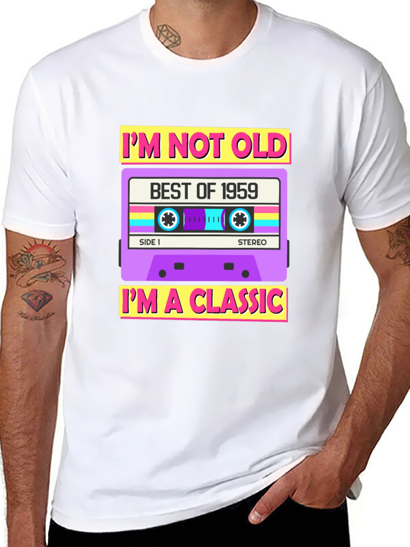 Black I'm Not Old I'm A Classic 1959 Cassette Tape T-Shirt view 8