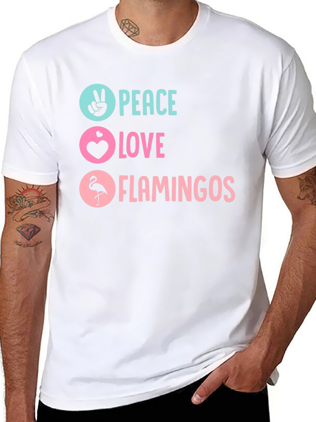 Peace Love Flamingos Graphic T-Shirt - 8