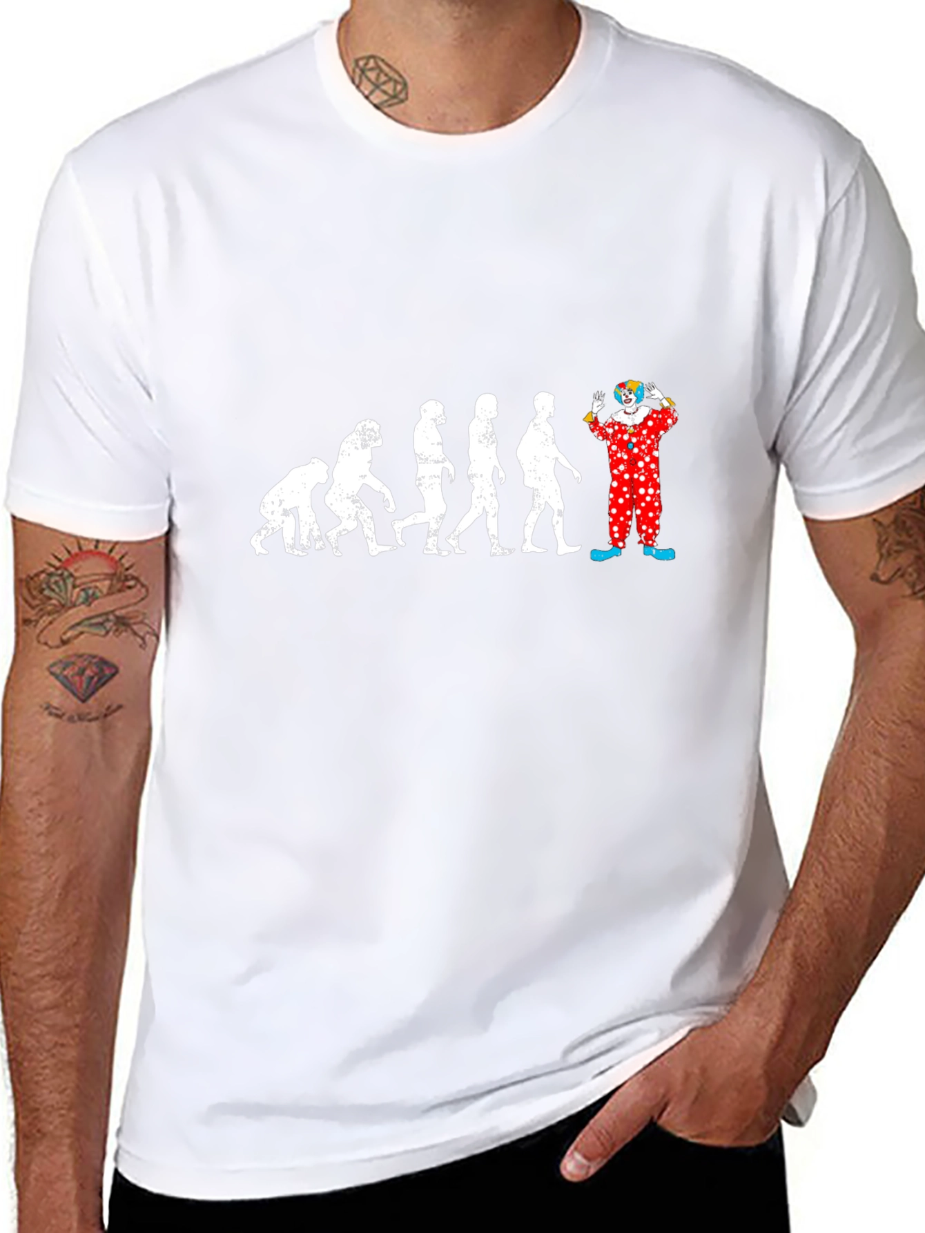 Black Evolution to Clown Graphic T-Shirt - Funny Design view 8