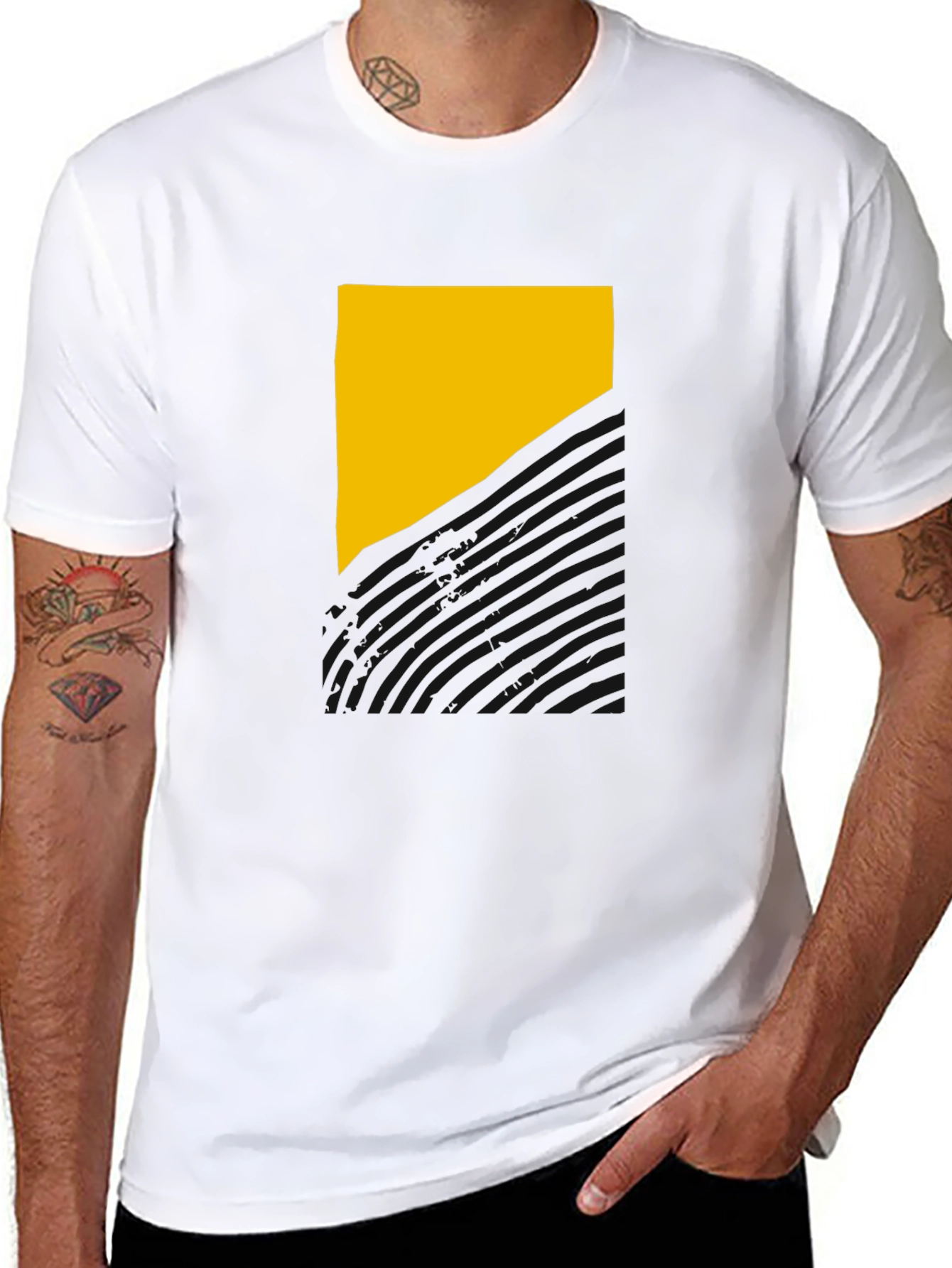 Black Abstract Geometric T-Shirt view 8