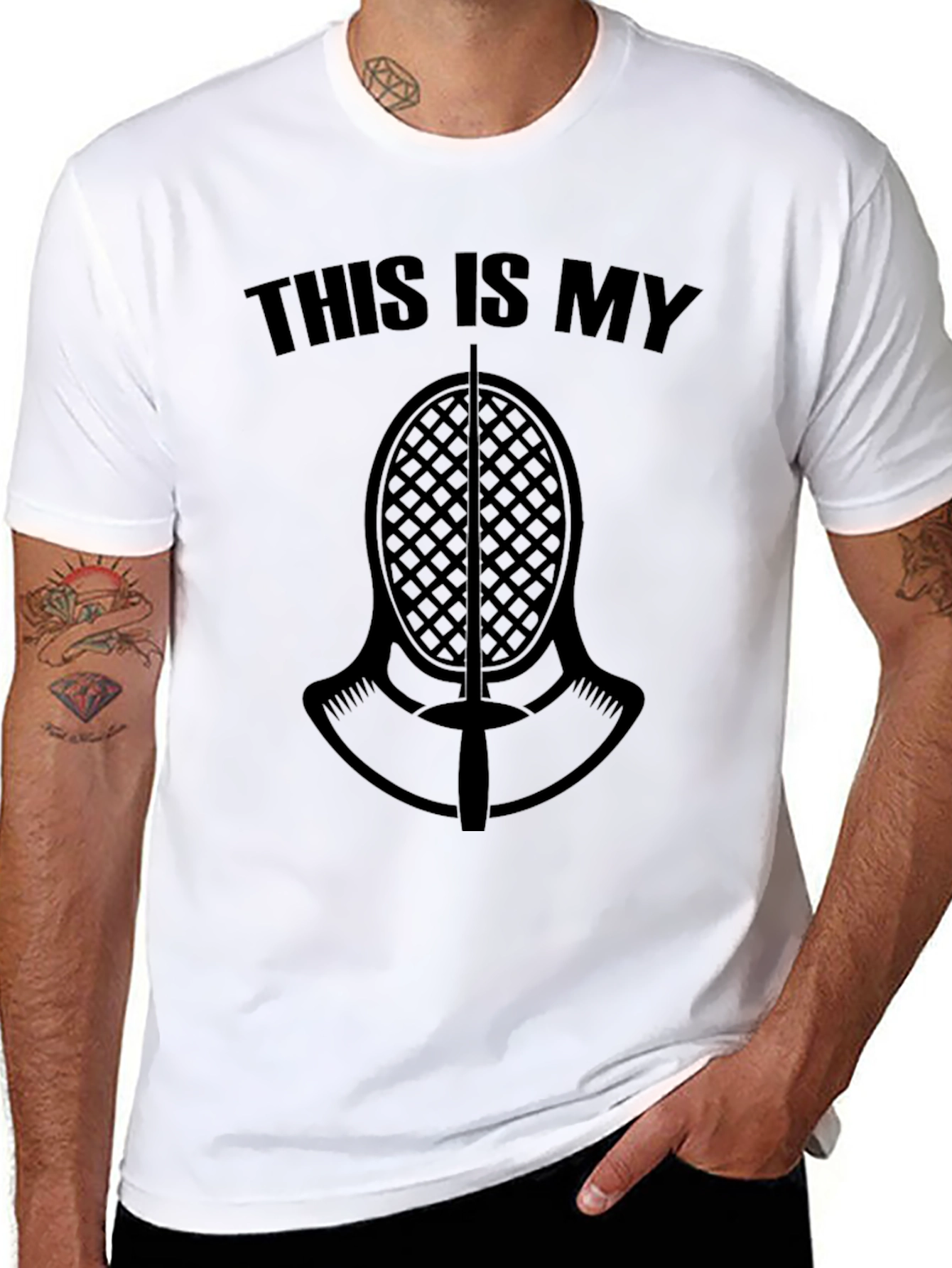 Black Fencing Mask T-Shirt: This Is My Fencing Mask view 8