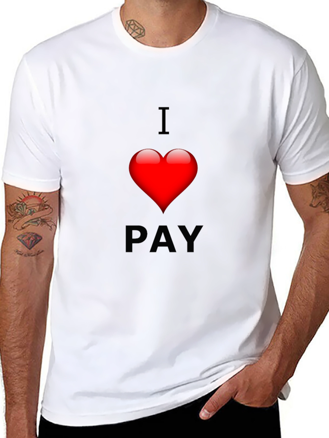 Black I Heart Pay Graphic Tee - Soft Cotton Blend T-Shirt view 8