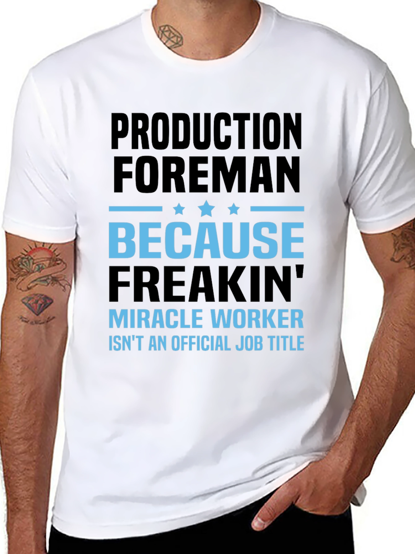 Black Production Foreman Miracle Worker Funny Job Title T-Shirt view 8
