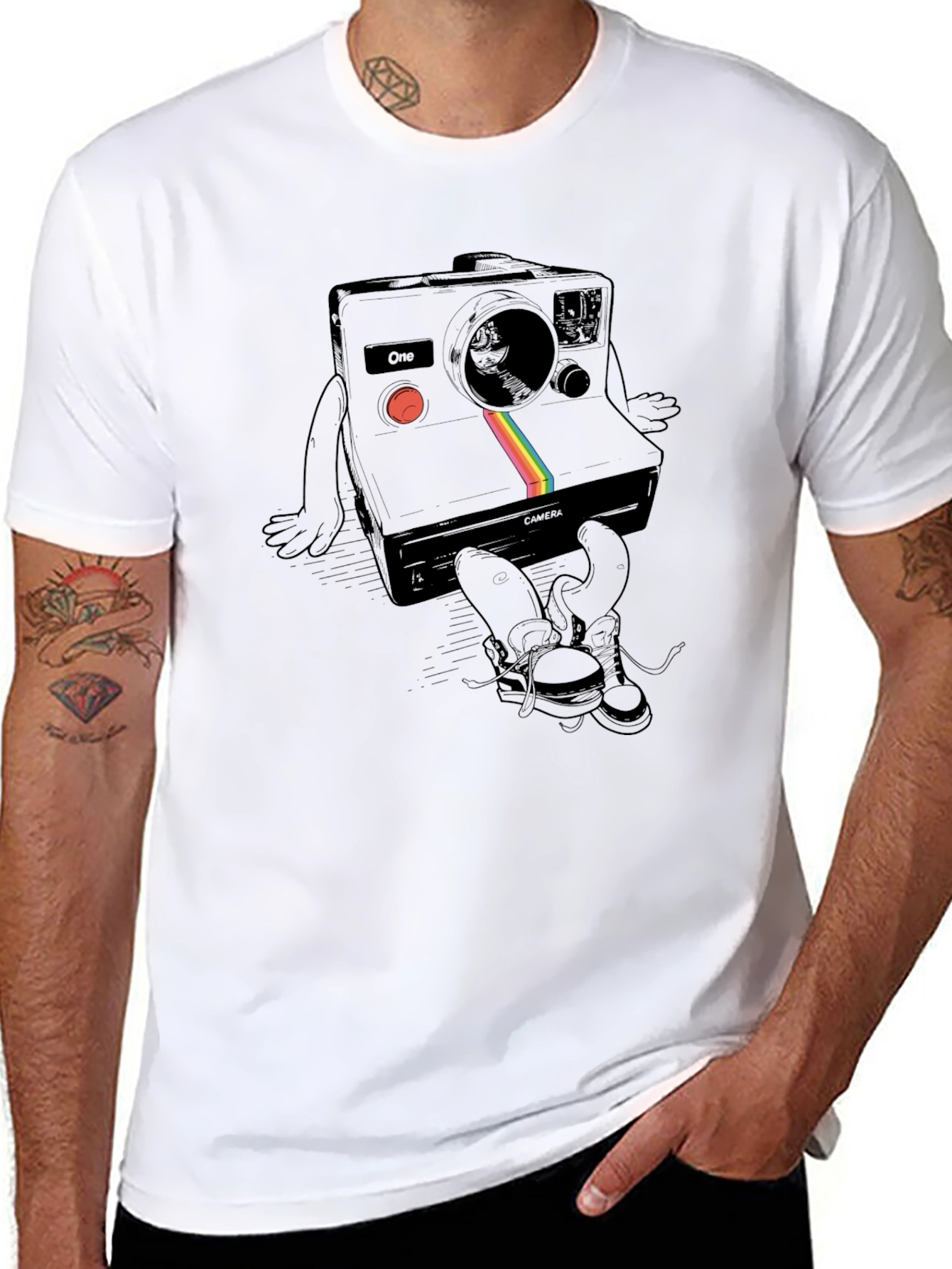 Black Retro Camera Graphic Tee - Unisex Black T-Shirt view 8