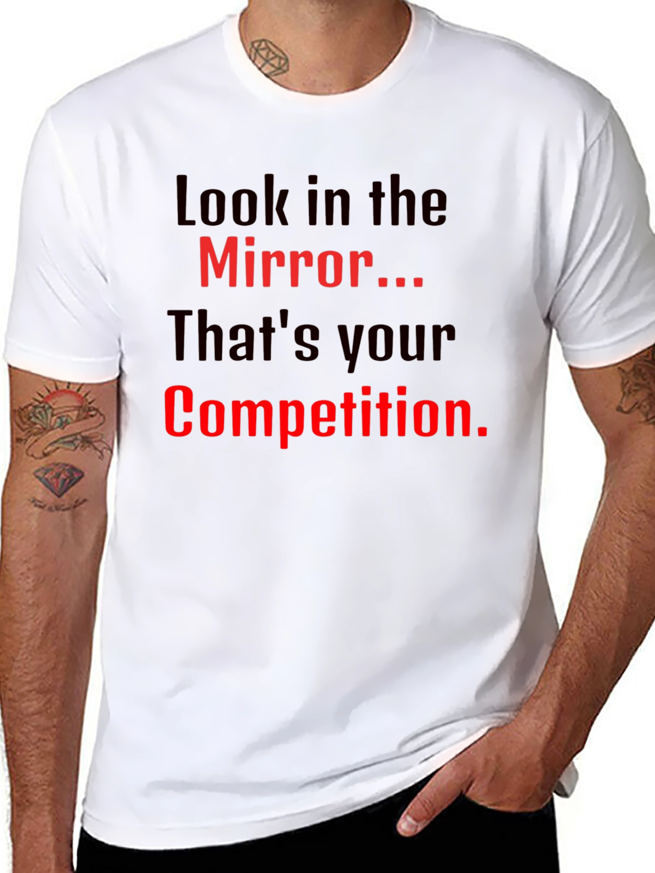 Black Motivational Mirror Competition Black T-Shirt view 8