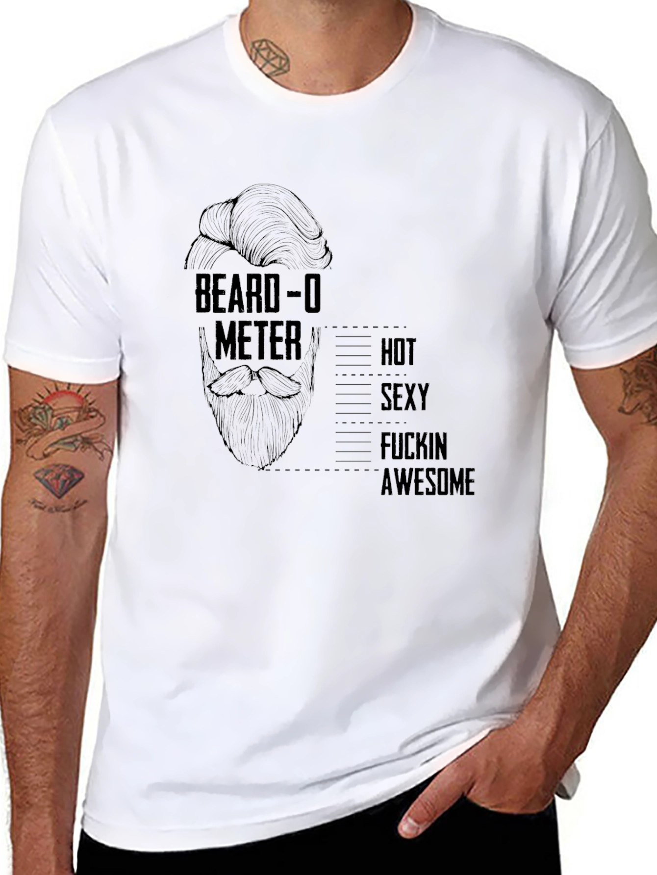 Black Beard-O-Meter Graphic Tee - Funny Mens T-Shirt view 8