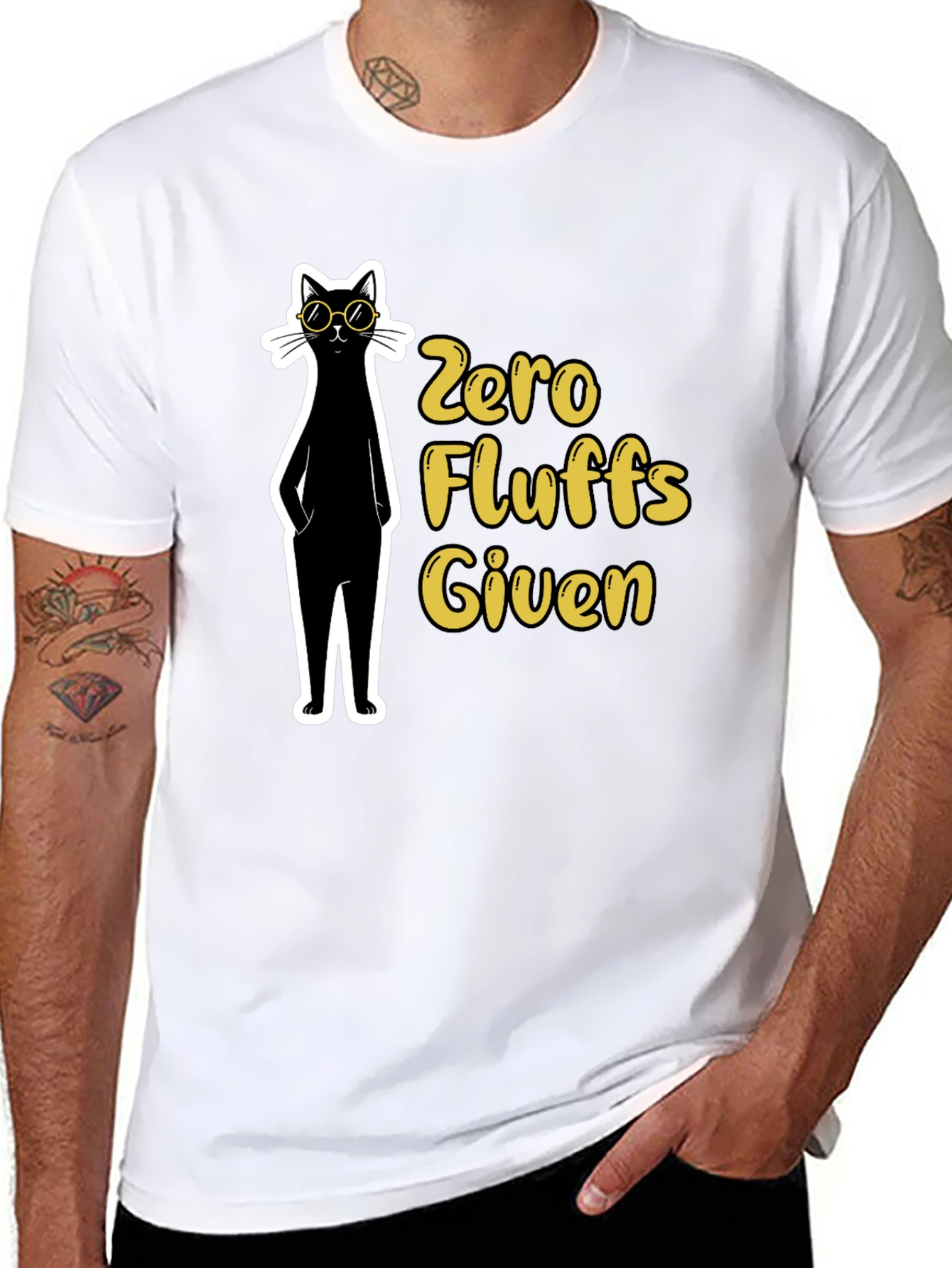 Black Zero Fluffs Given Black Cat T-Shirt view 8