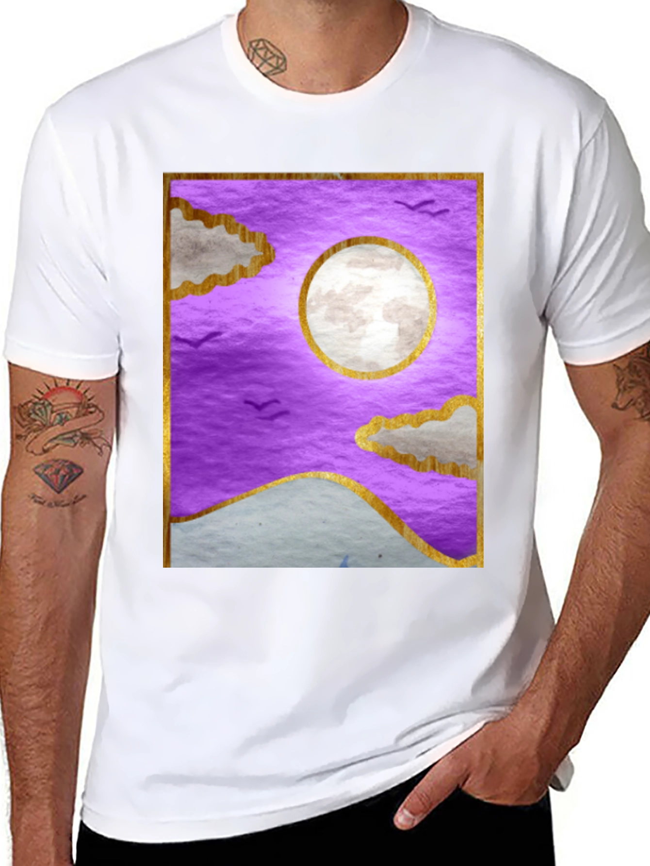 Black Purple Moonscape Graphic T-Shirt view 8