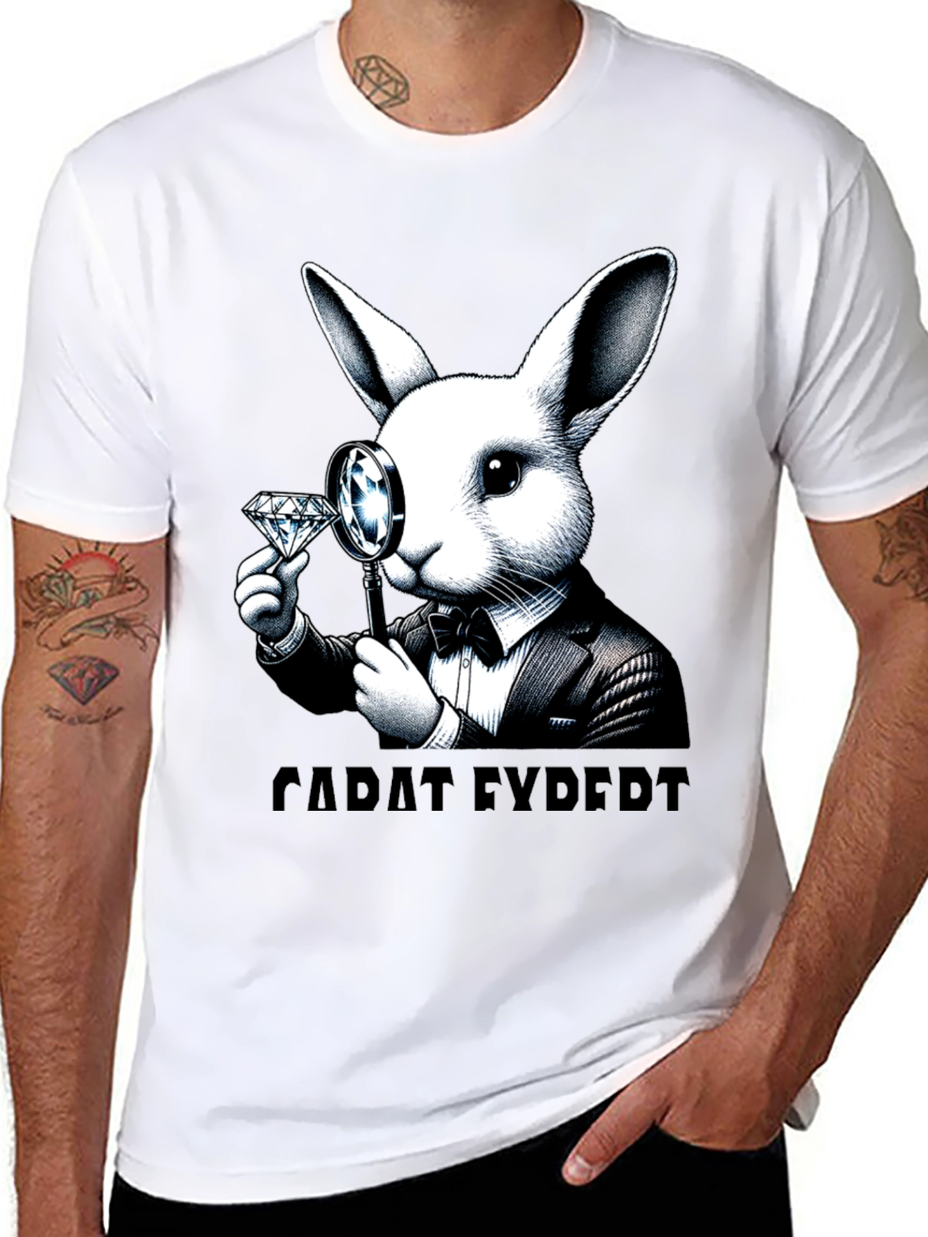 Black Carat Expert Rabbit Graphic T-Shirt view 8