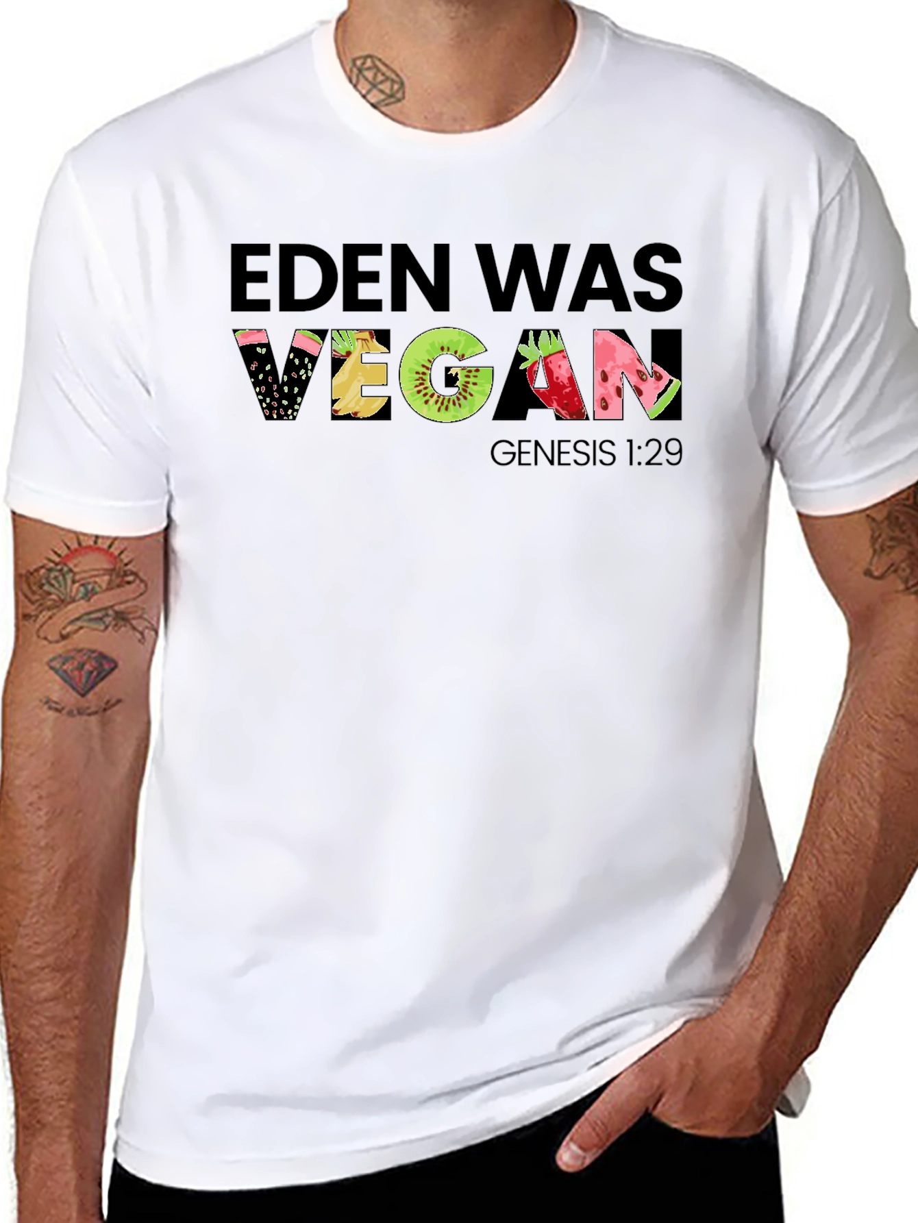 Black Eden Was Vegan Graphic T-Shirt view 8