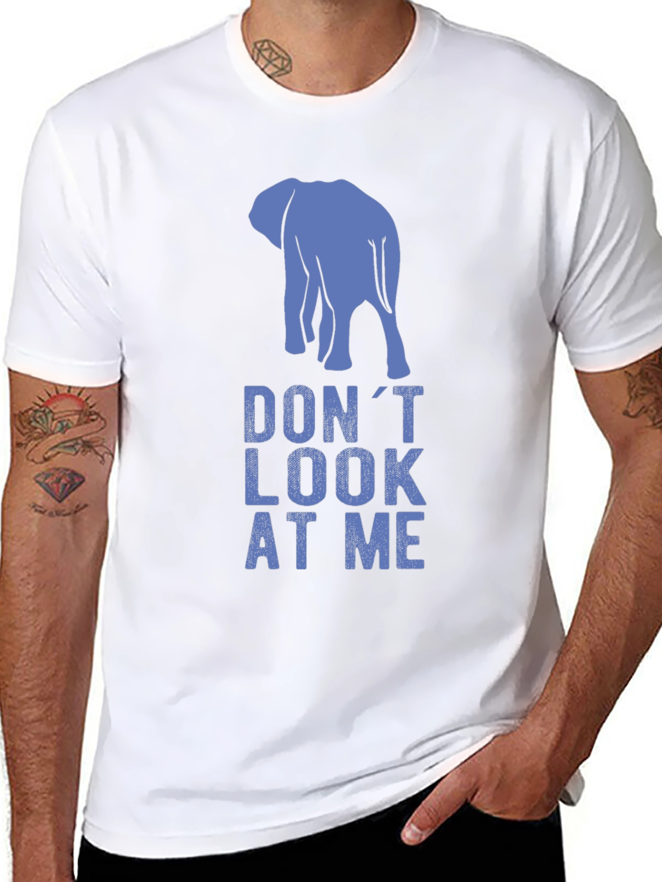 Black Don't Look At Me Elephant Graphic Tee view 8
