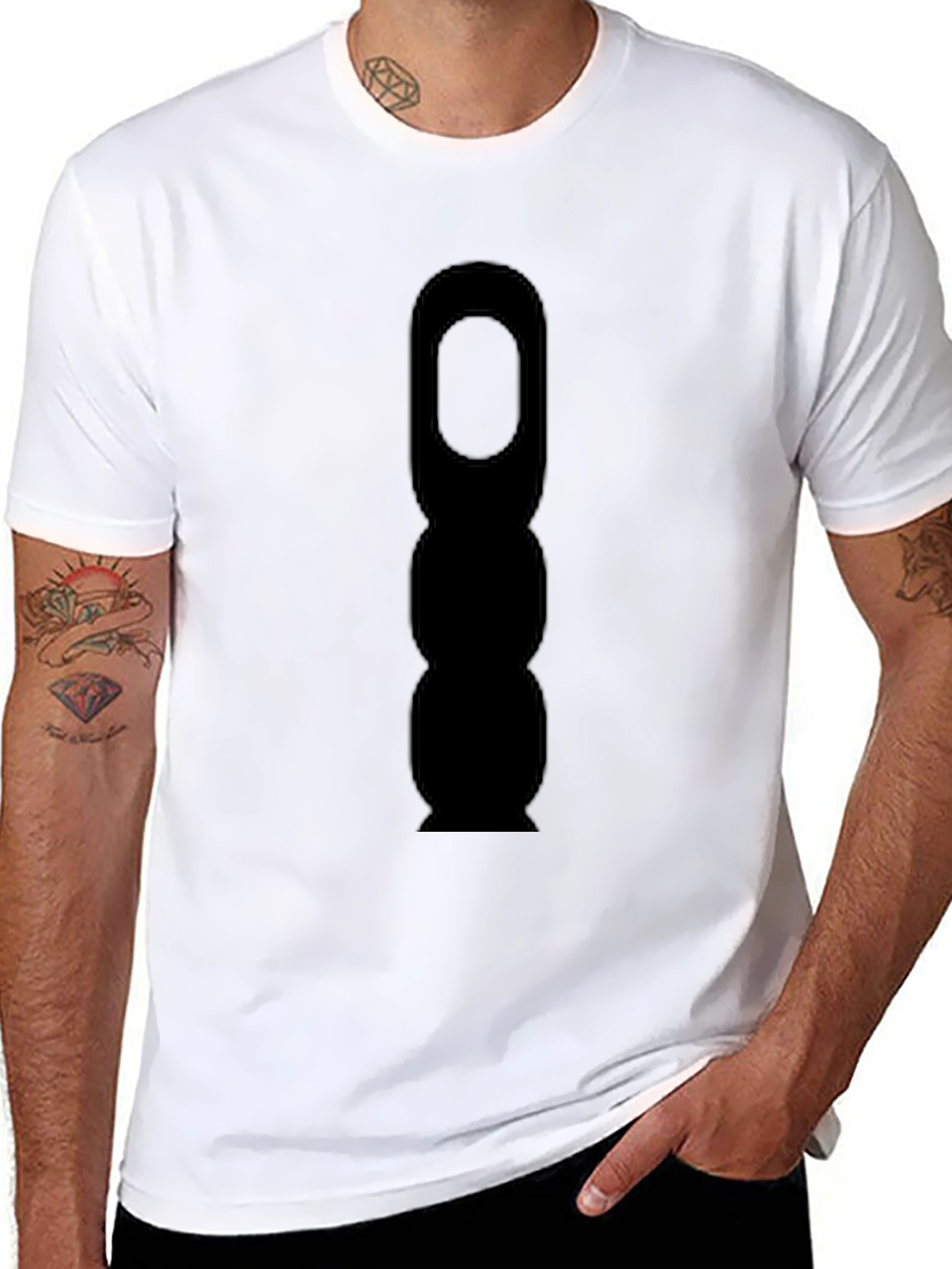 Black Men's Black T-Shirt with Abstract Silhouette Graphic view 8