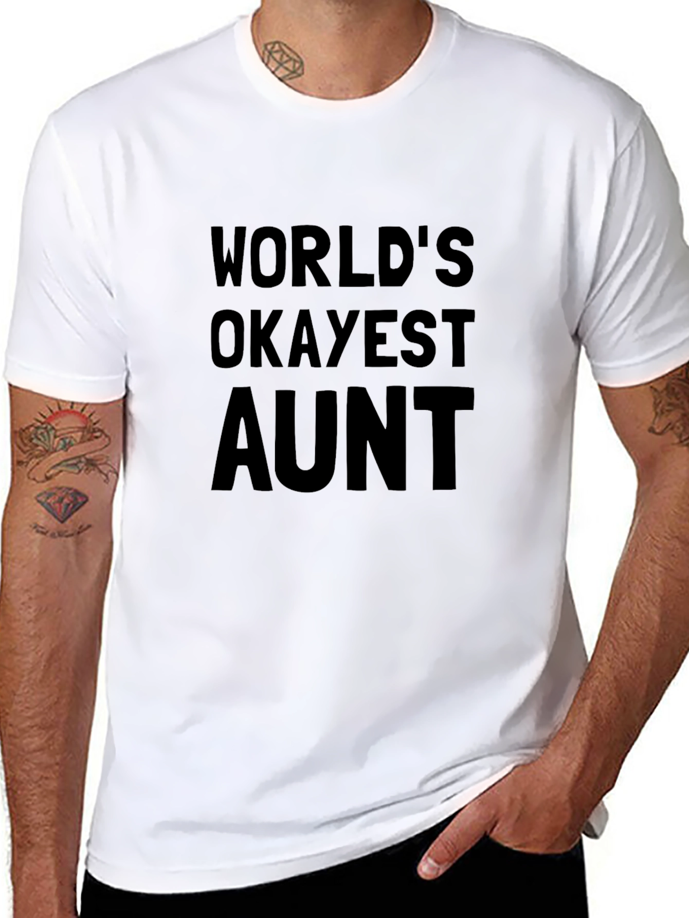 Black World's Okayest Aunt T-Shirt - Funny Auntie Gift view 8