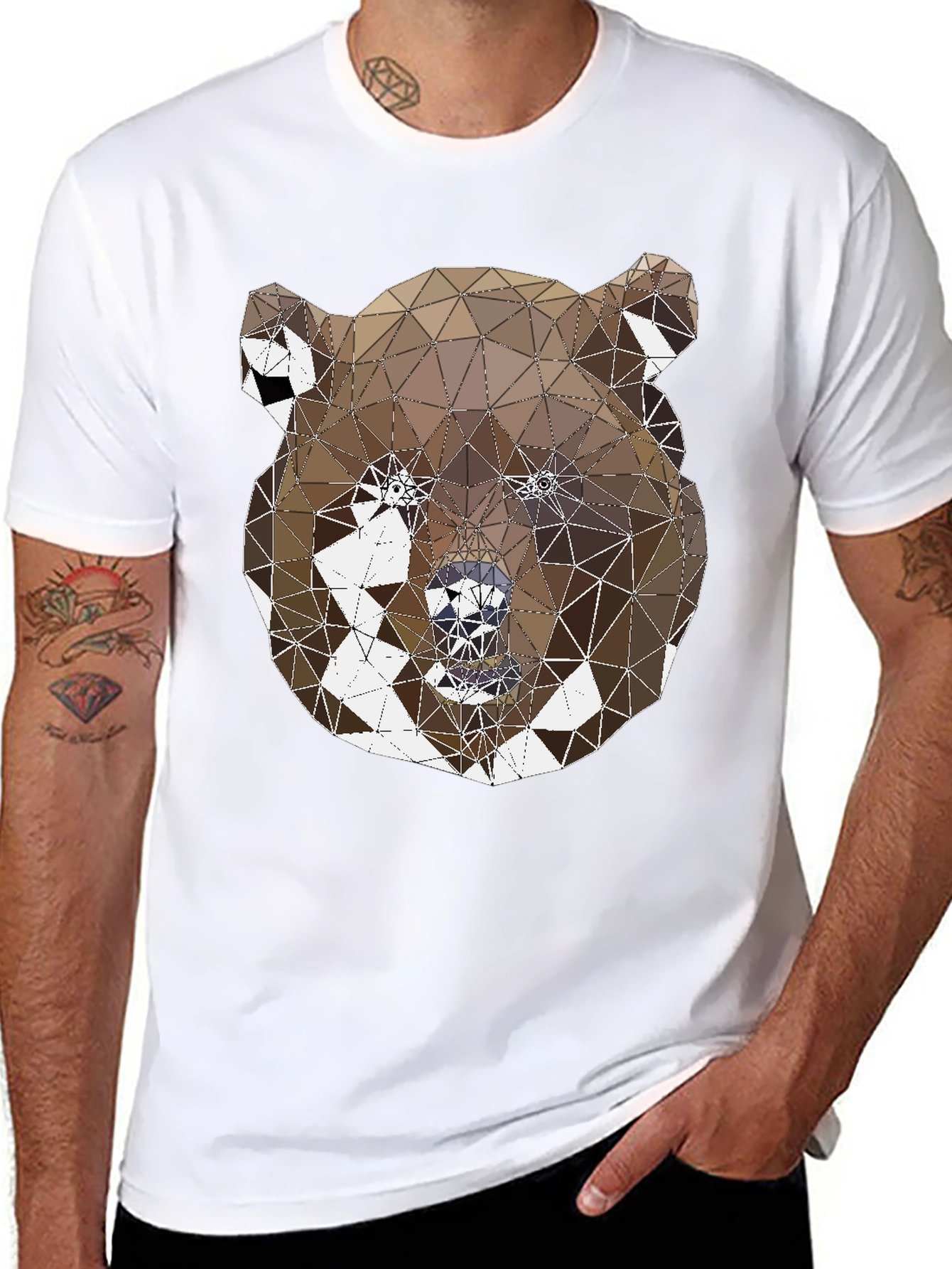 Black Geometric Bear Graphic Tee - Modern Animal Design view 8