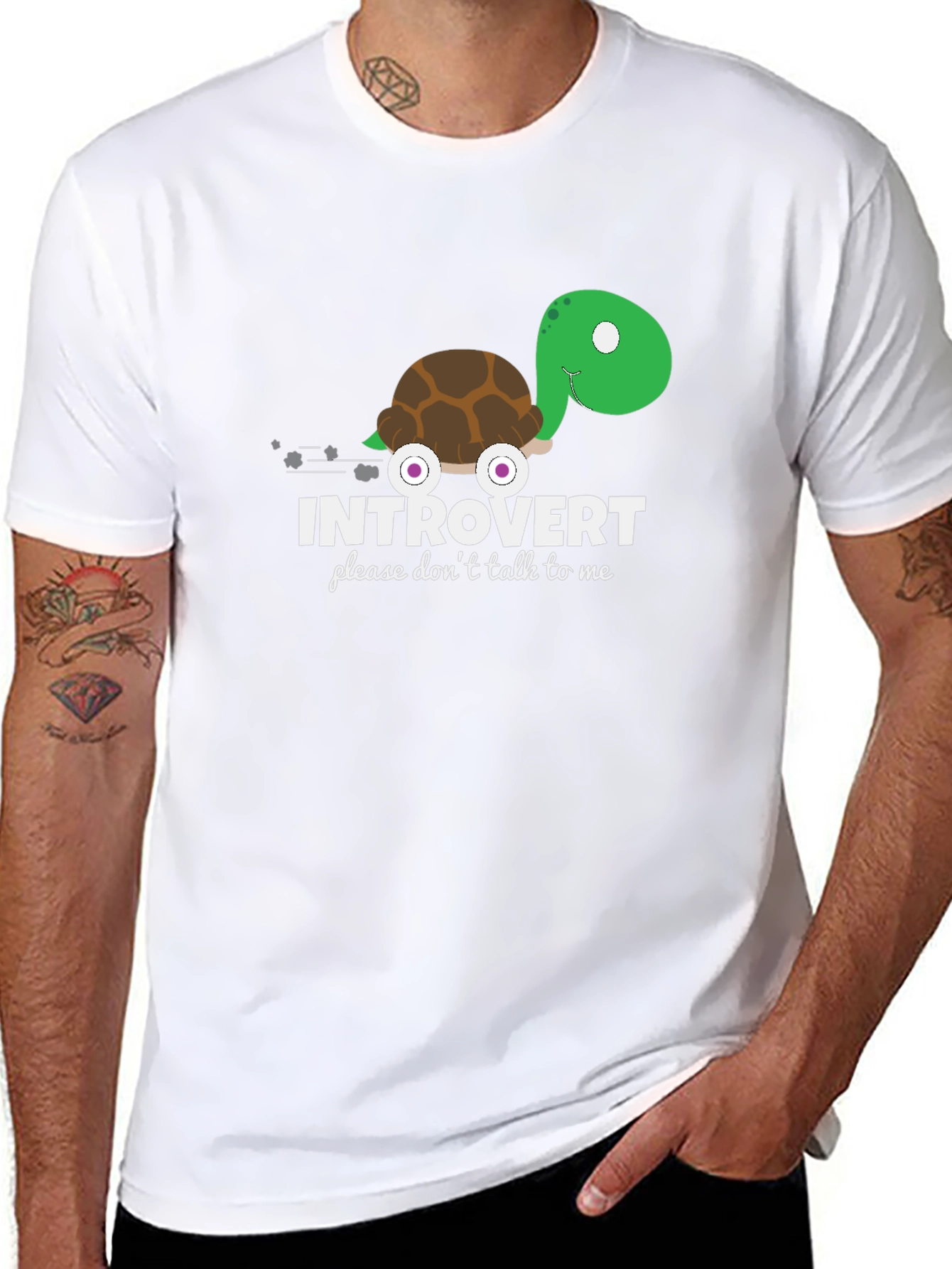 Black Introvert Turtle Graphic T-Shirt view 8