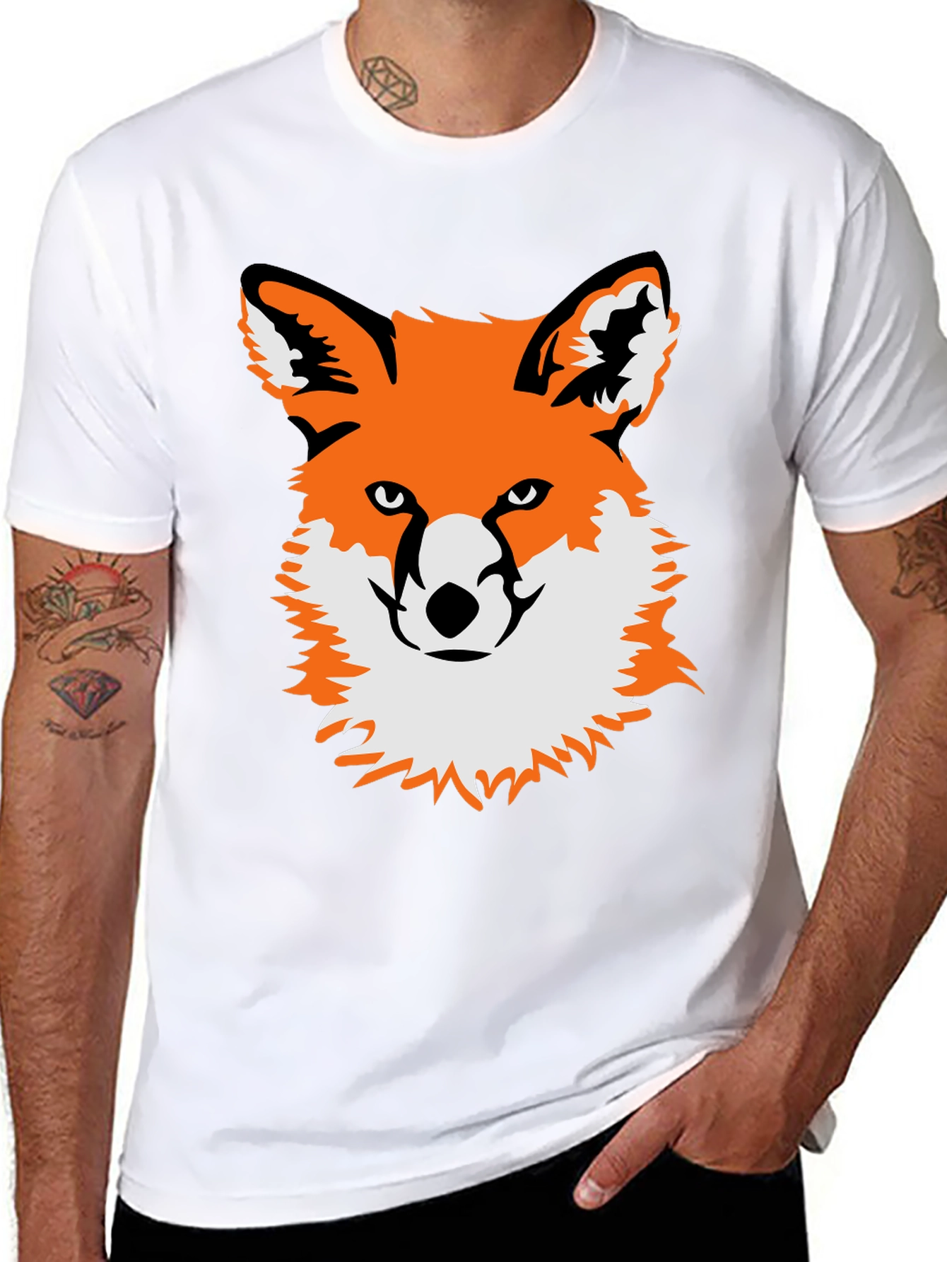 Black Fox Graphic Black T-Shirt - Unique Animal Tee view 8