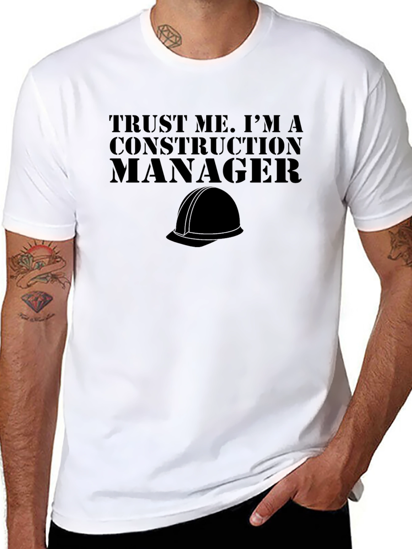 Black Construction Manager T-Shirt - Trust Me view 8