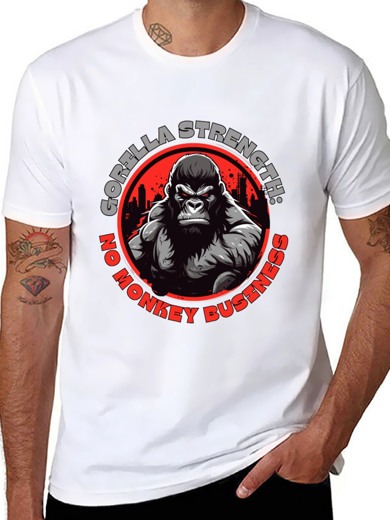 Black Gorilla Strength Graphic T-Shirt view 8