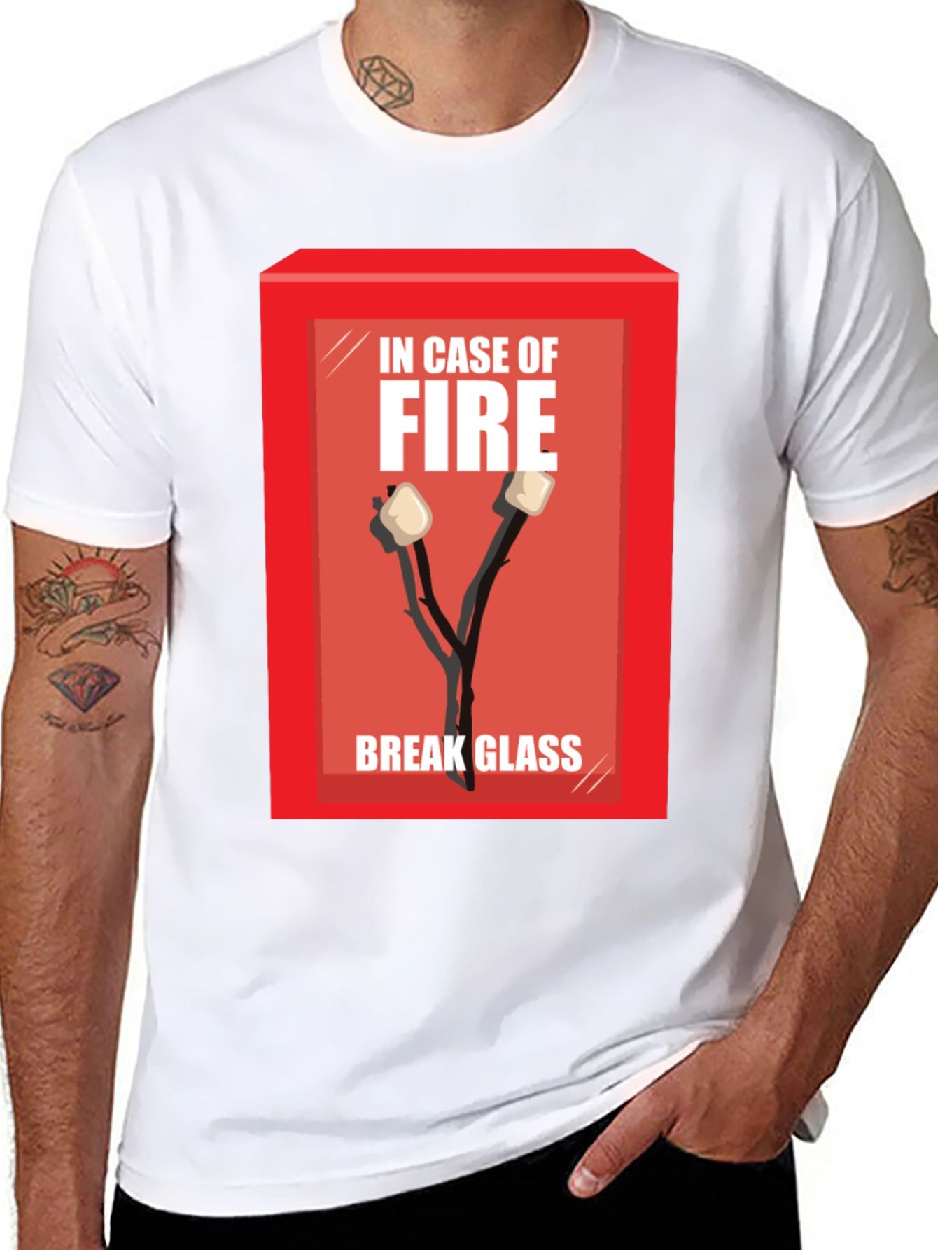 Black In Case of Fire Marshmallow T-Shirt view 8